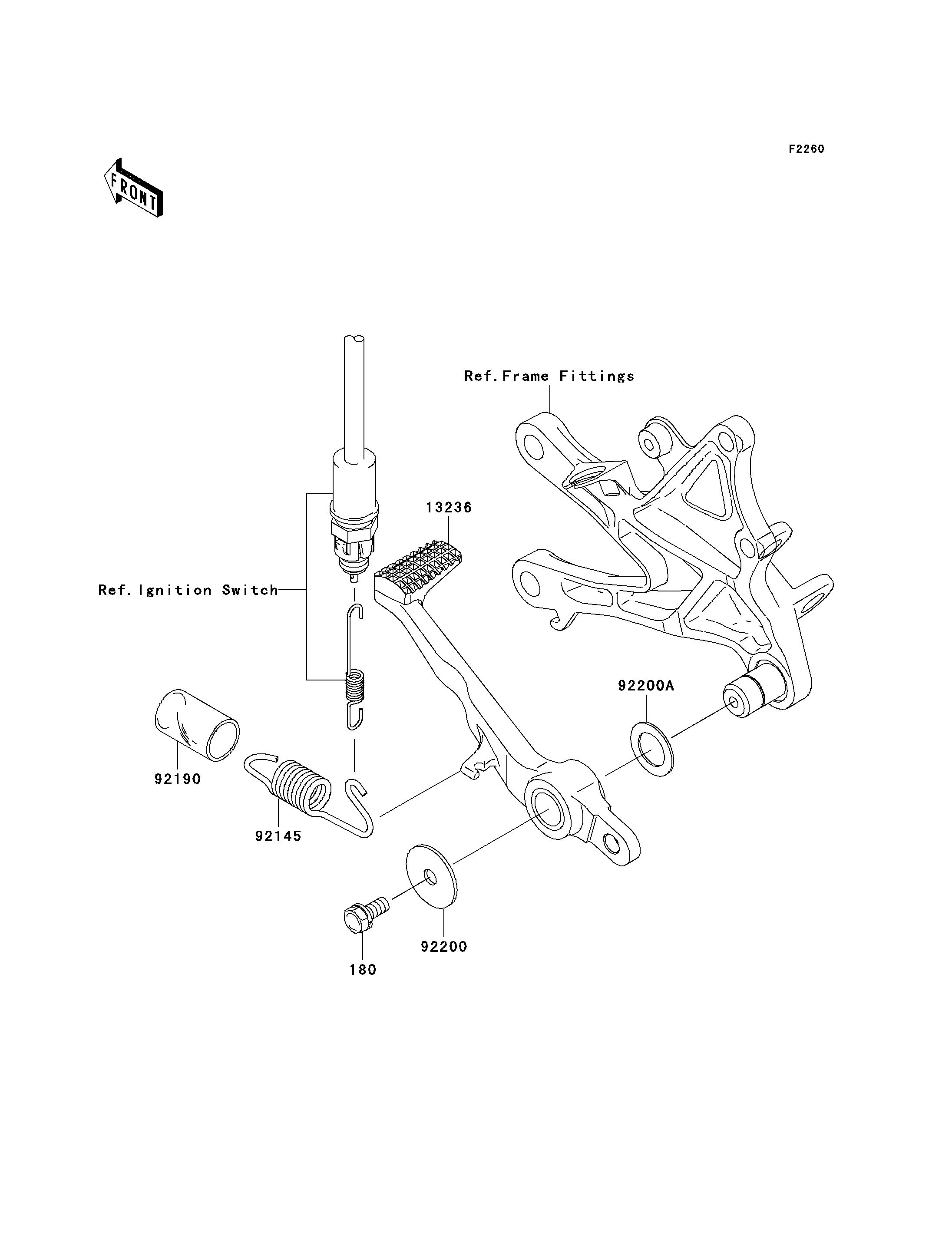 PEDALE DE FREIN POUR NINJA ZX 10R ZX1000D6F ARGENT 2006