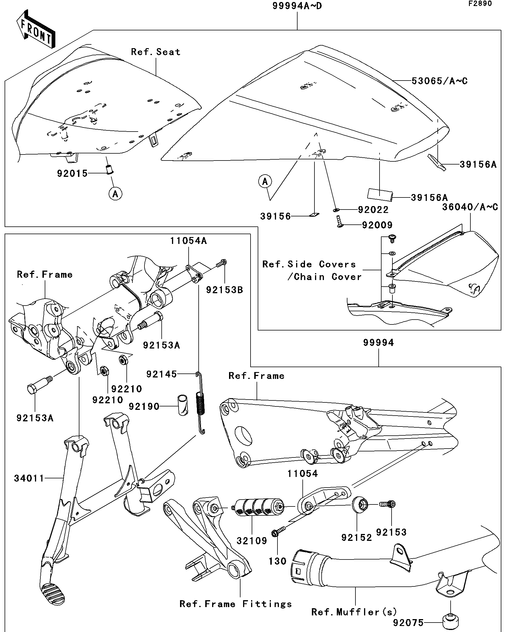 PIECE EN OPTION POUR ZZR1400 ABS ZX1400B6F BLEU 2006