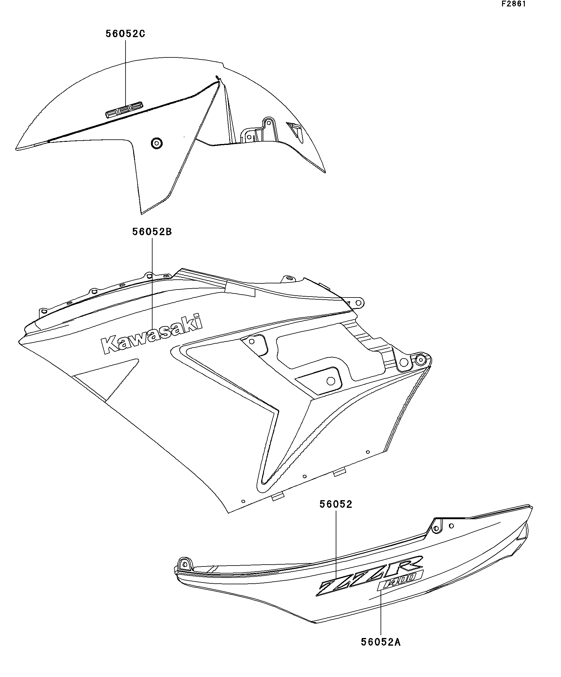 STICKER POUR ZZR1400 ABS ZX1400B7F BLEU 2007