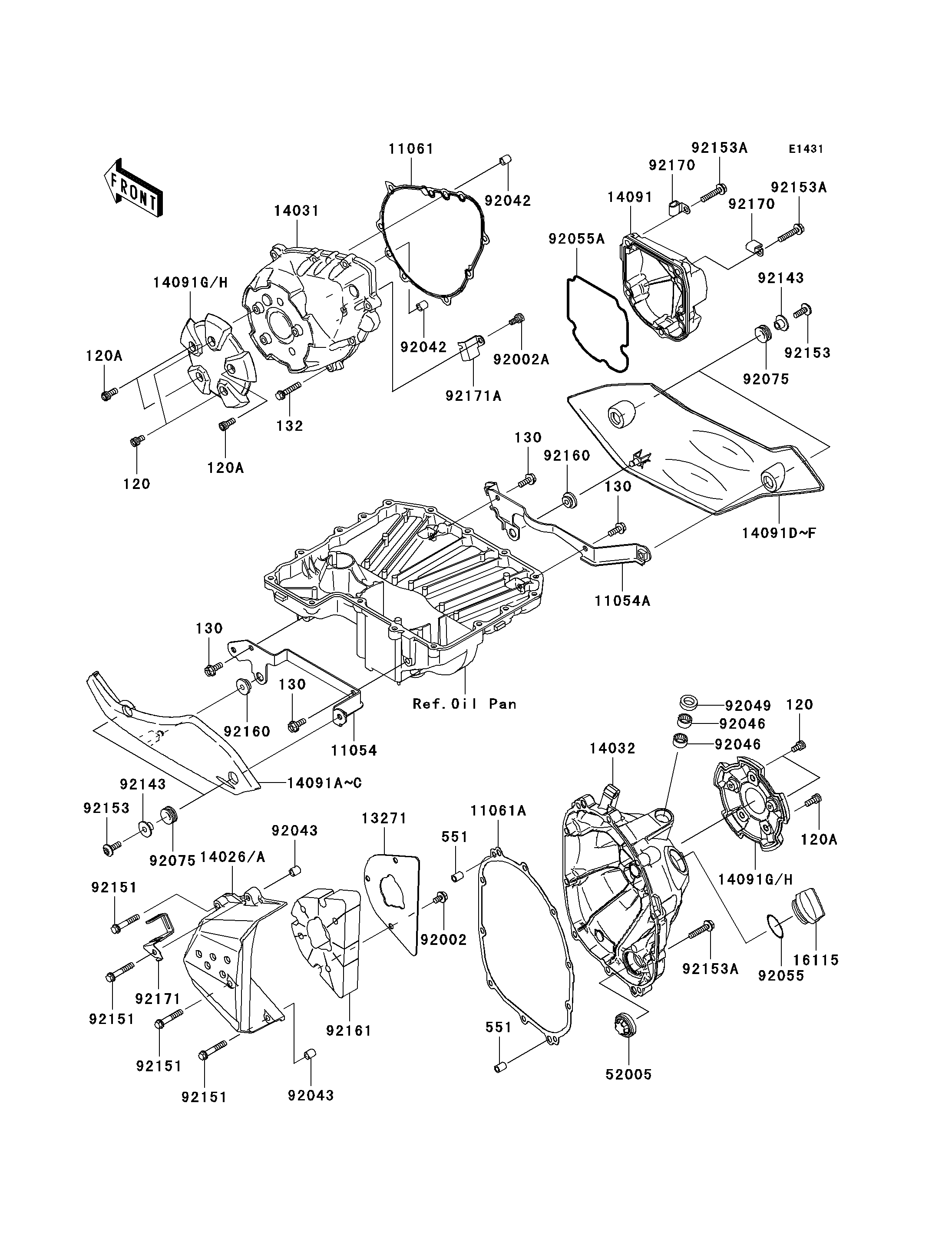 COUVERCLES MOTEUR POUR Z1000 ZR1000B8F BLANC 2008