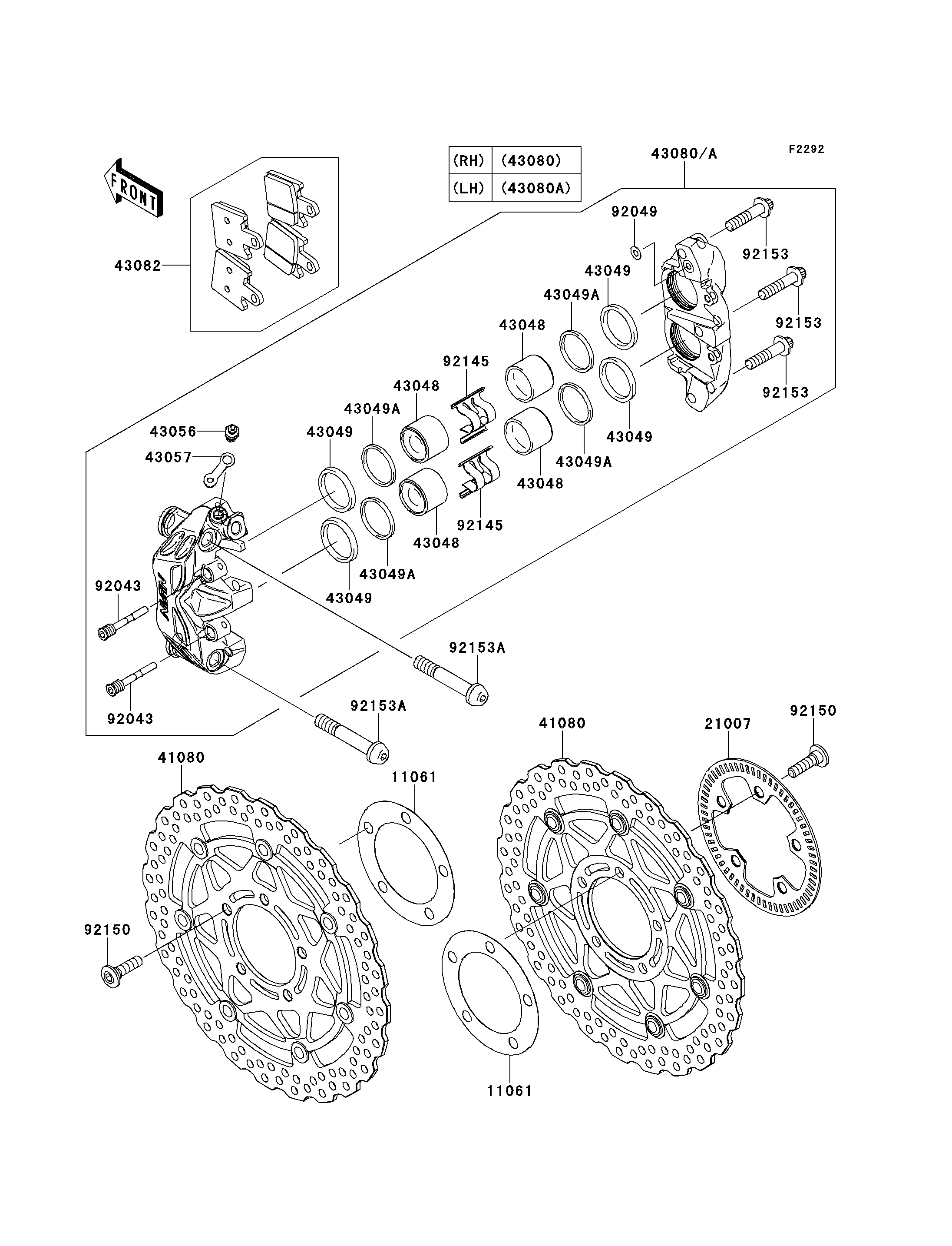FREIN AVANT POUR 1400GTR ZG1400A8F ARGENT 2008