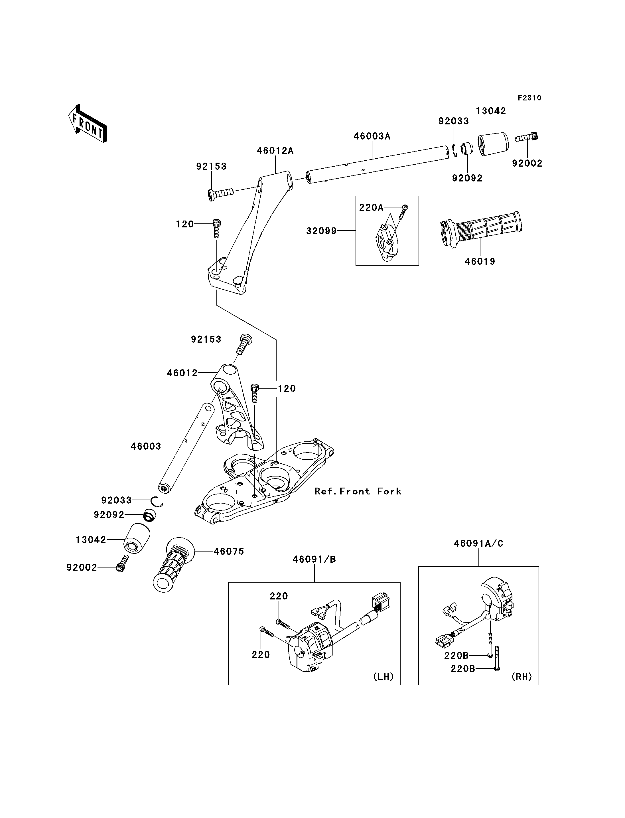 GUIDON POUR 1400GTR ZG1400A8F ARGENT 2008