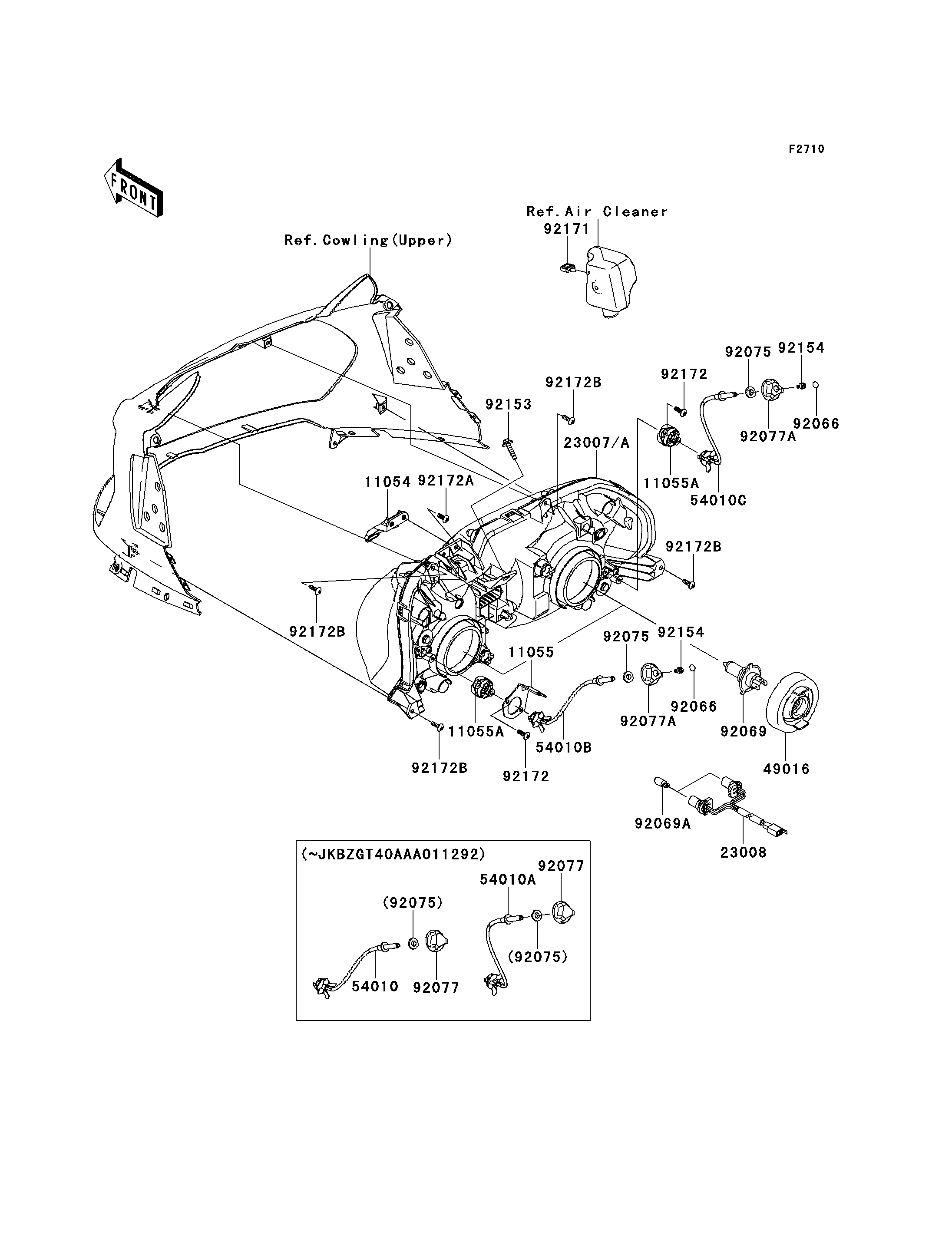 OPTIQUES POUR 1400GTR ABS ZG1400CAF BLEU 2010