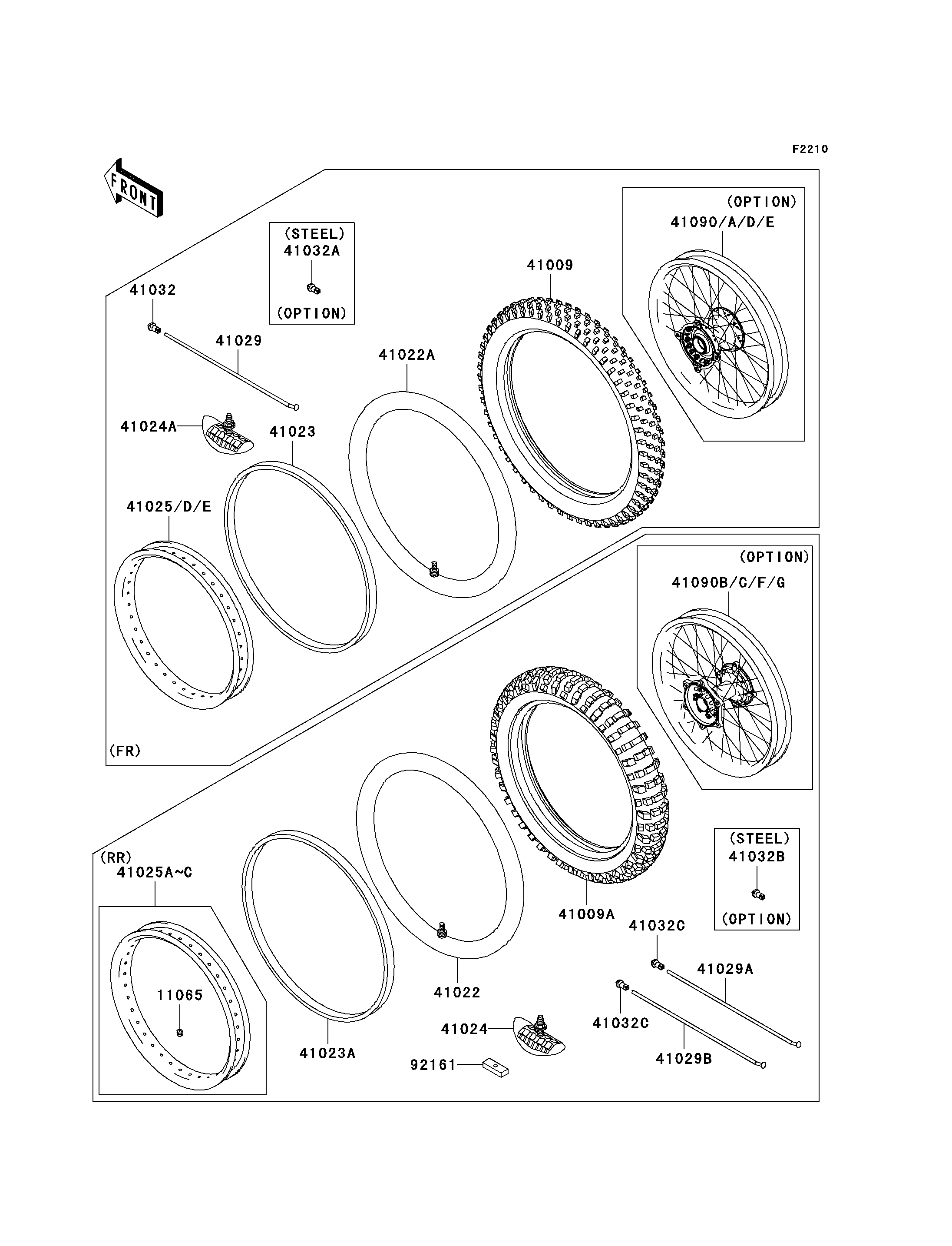 PNEUS POUR KLX450R KLX450A8F VERT 2008 EUROPE