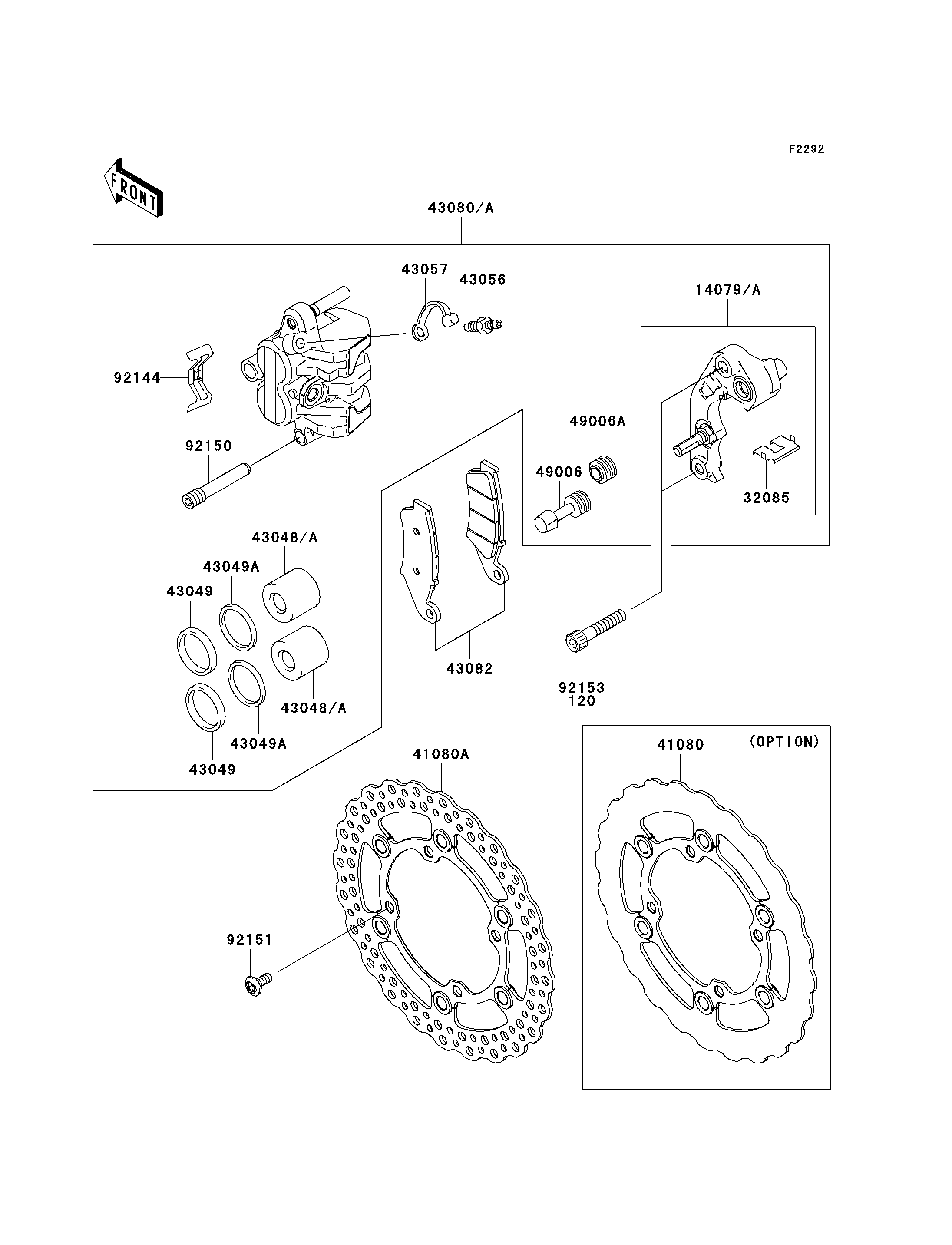 FREIN AVANT POUR KLX450R KLX450A8F VERT 2008 EUROPE