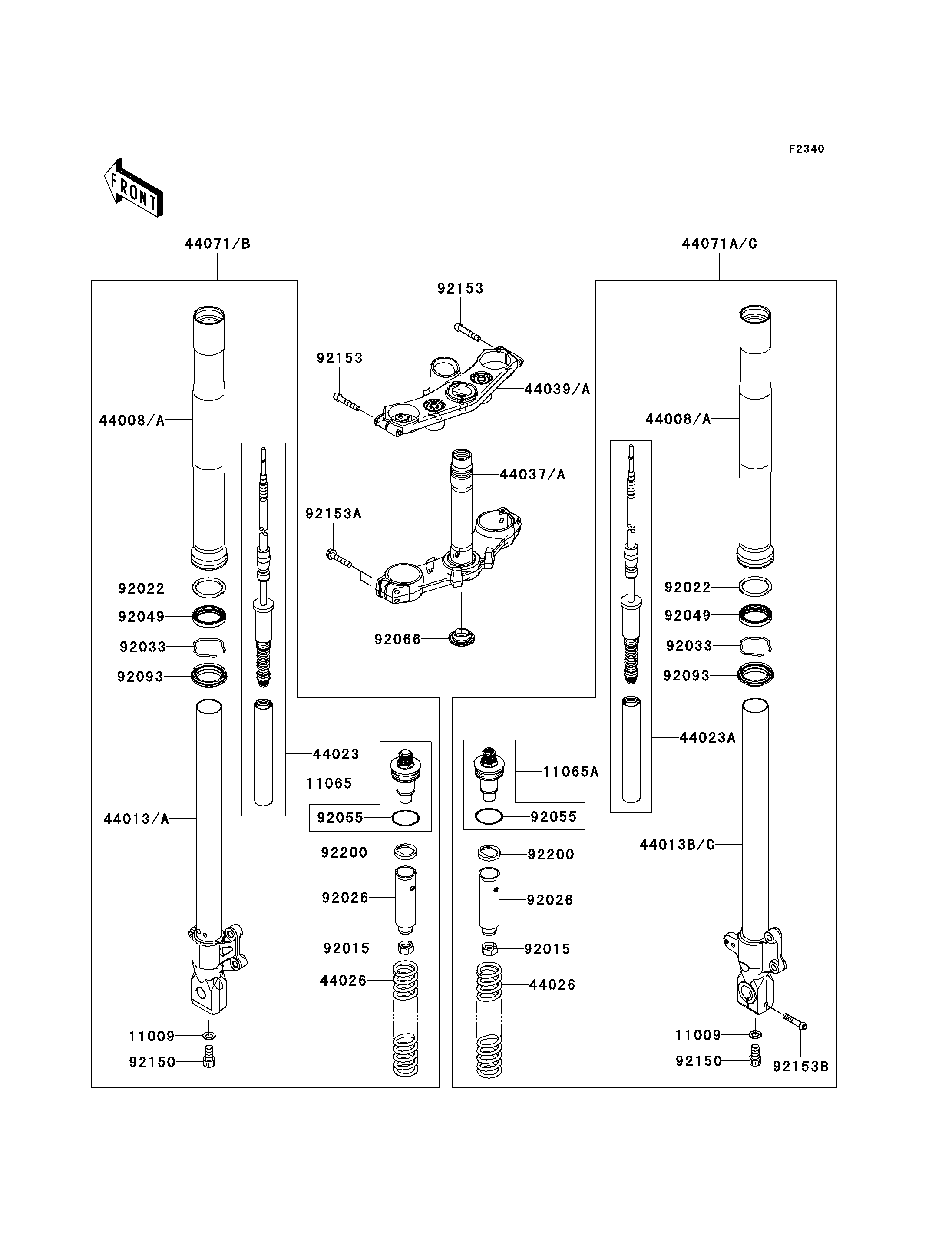 FOURCHE POUR Z750 ZR750L8F BLEU 2008