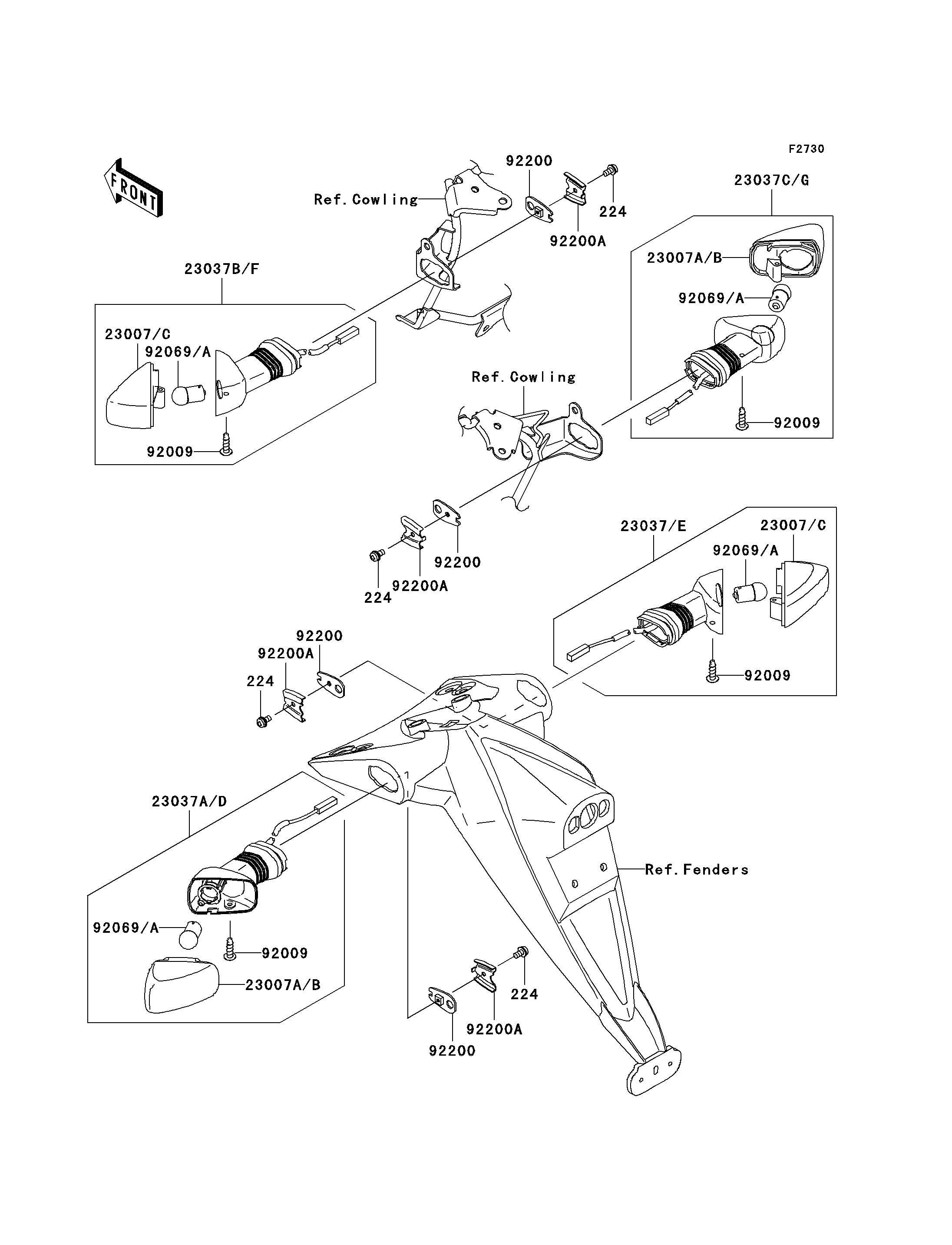 CLIGNOTANTS POUR Z750 ZR750LAS BLANC 2010