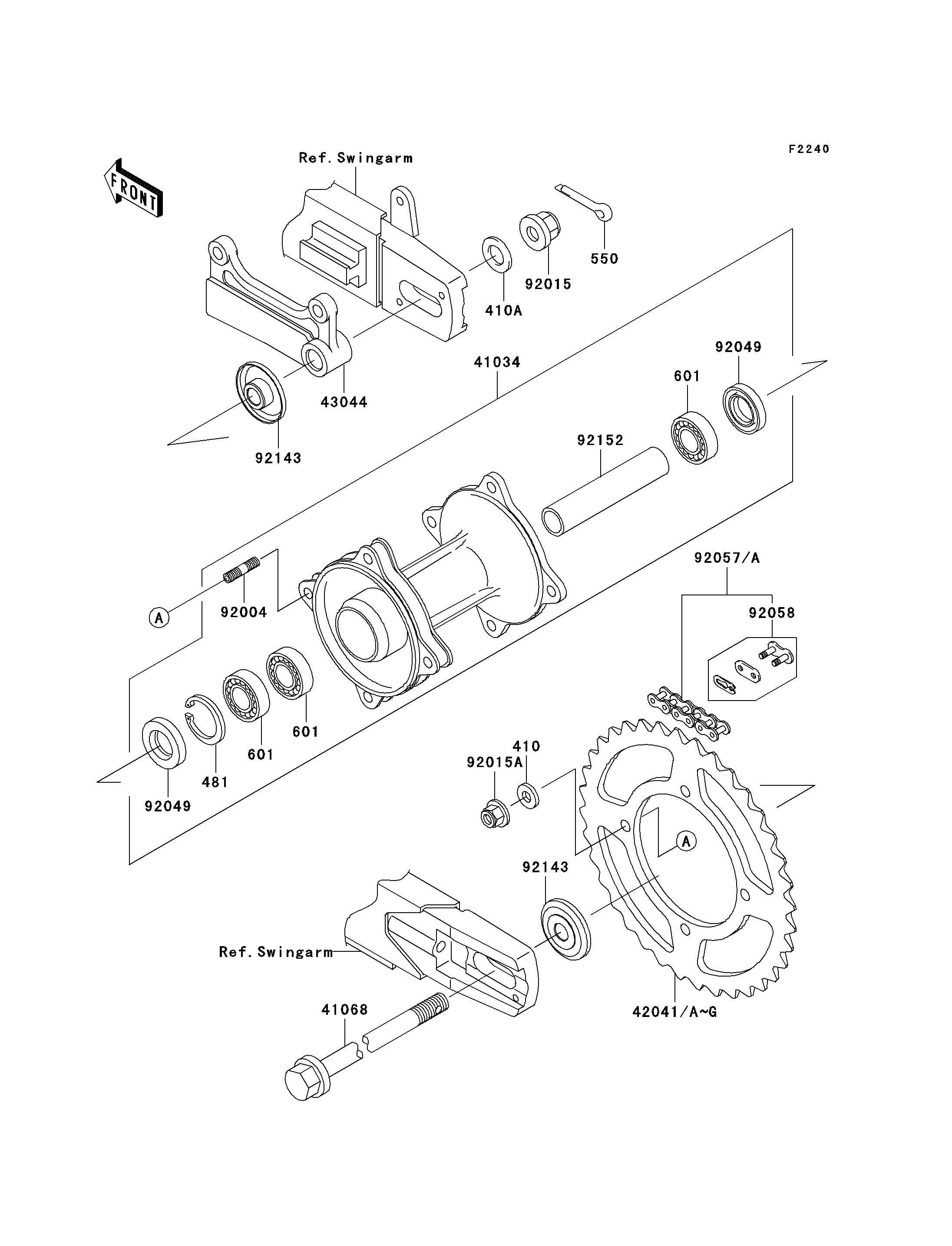 MOYEU ARRIERE POUR KX85 KX85 II KX85A8F VERT 2008 EUROPE