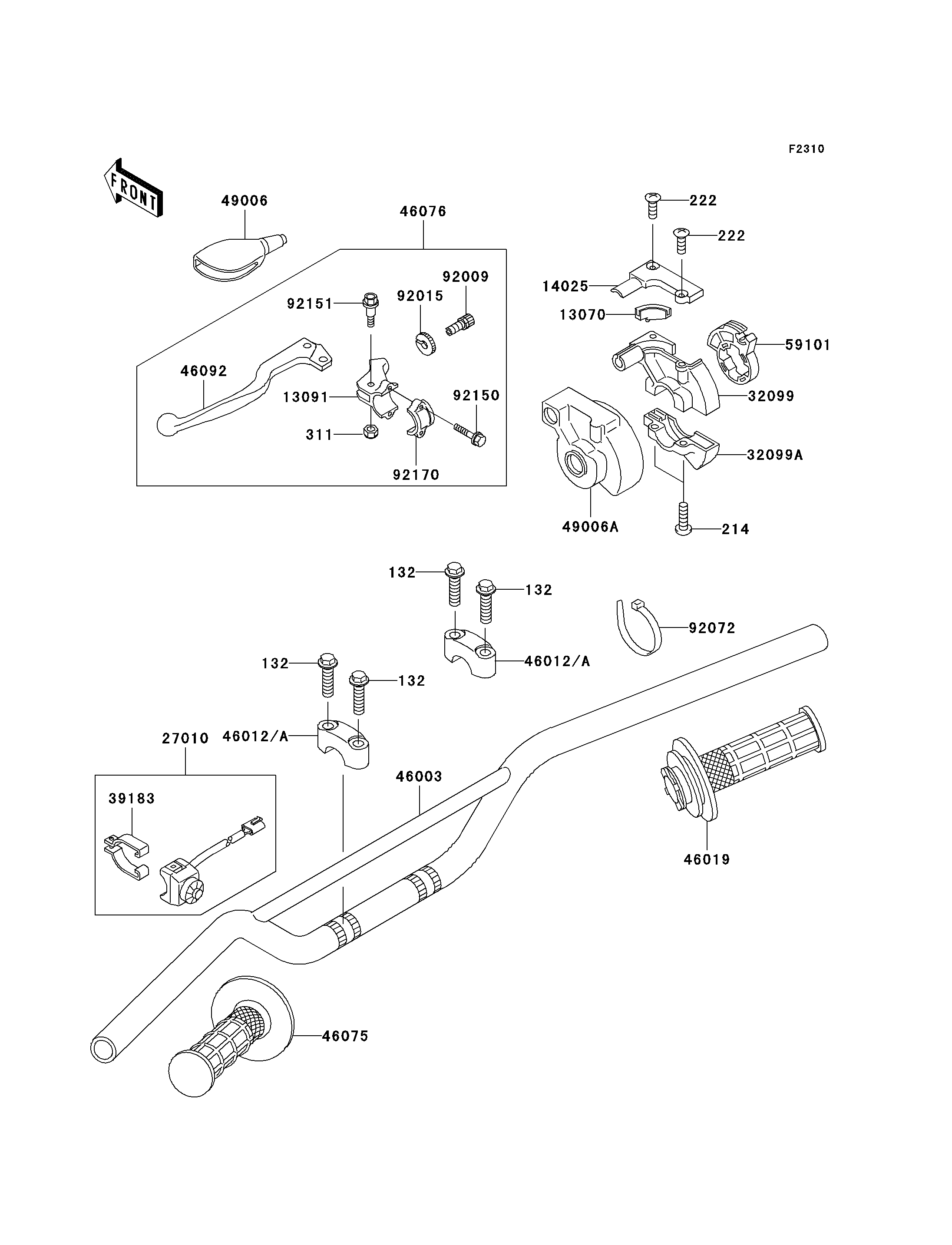 GUIDON POUR KX85 KX85 II KX85A8F VERT 2008 EUROPE