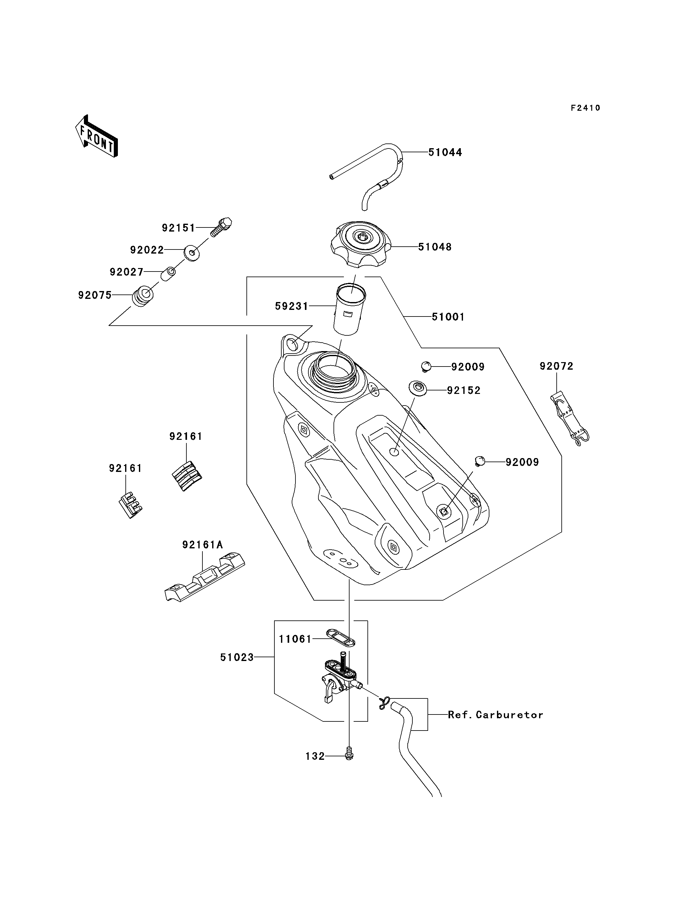RESERVOIR CARBURANT POUR KX250F KX250T7F VERT 2007 EUROPE