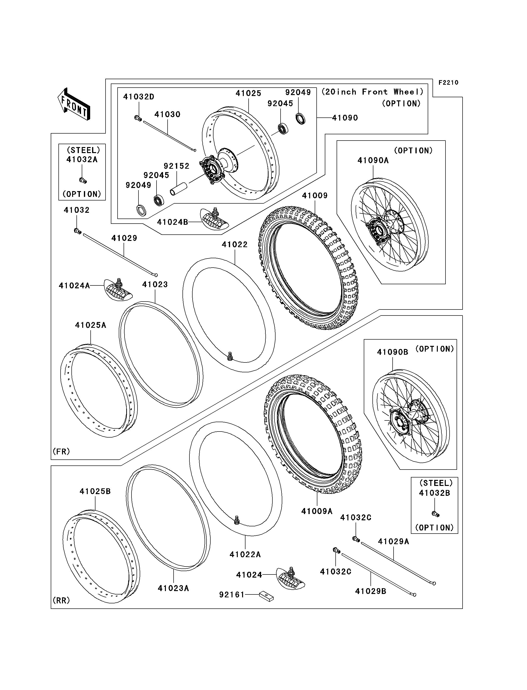 PNEUS POUR KX450F KX450D8F VERT 2008 EUROPE