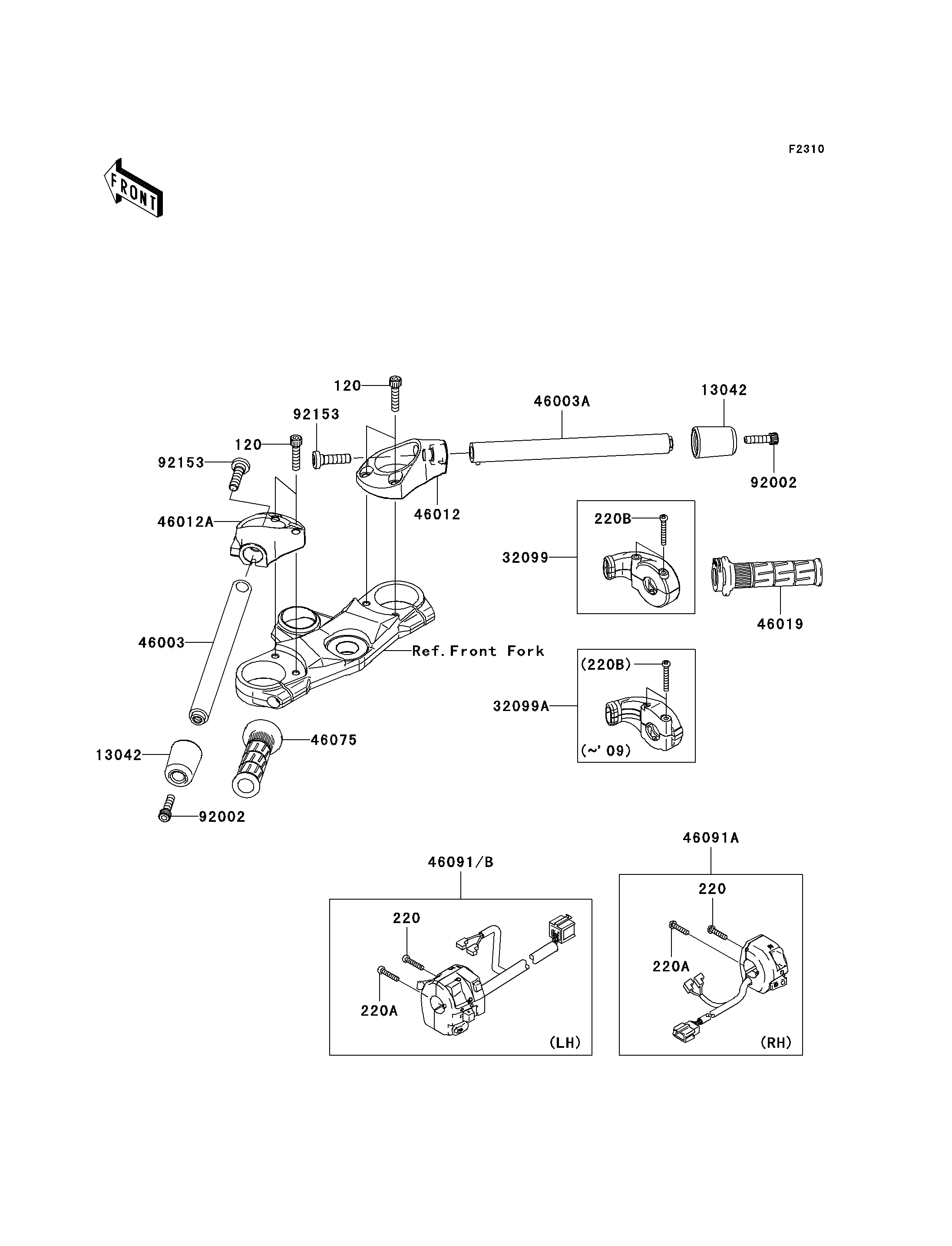 GUIDON POUR ZZR1400 ABS ZX1400D8F ARGENT 2008