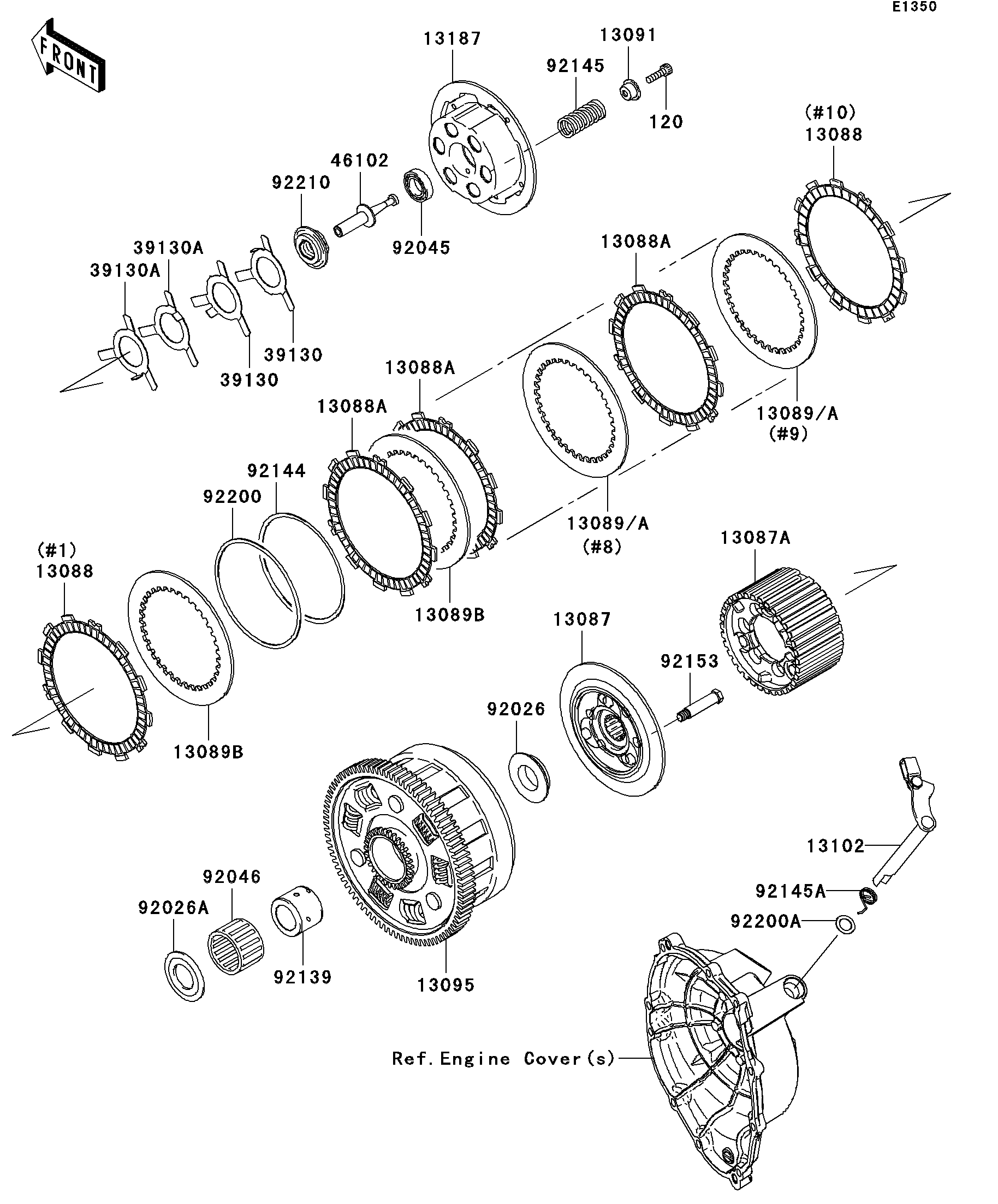 EMBRAYAGE POUR NINJA ZX 10R ZX1000E8F NOIR 2008