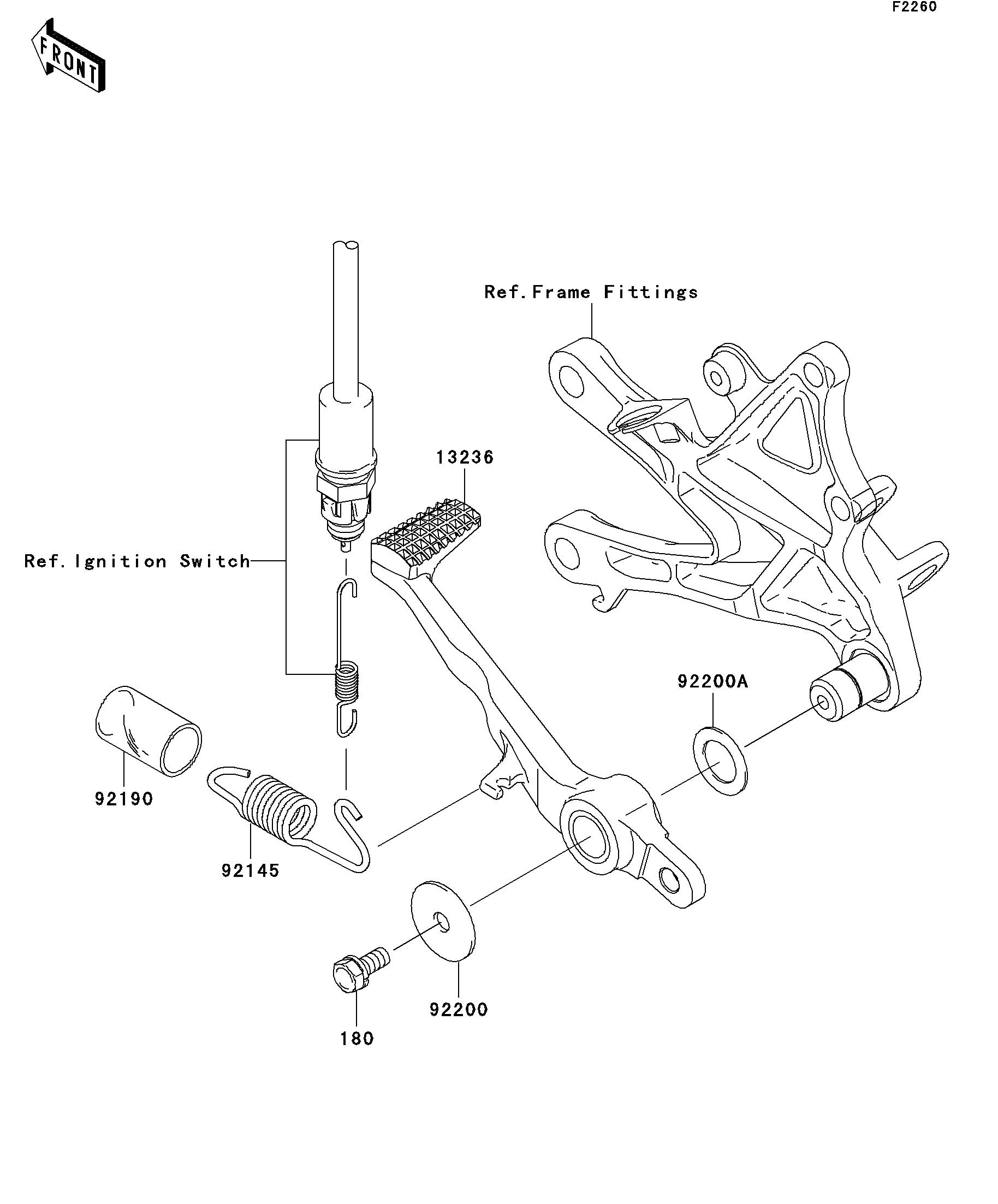 PEDALE DE FREIN POUR NINJA ZX 10R ZX1000E8F NOIR 2008