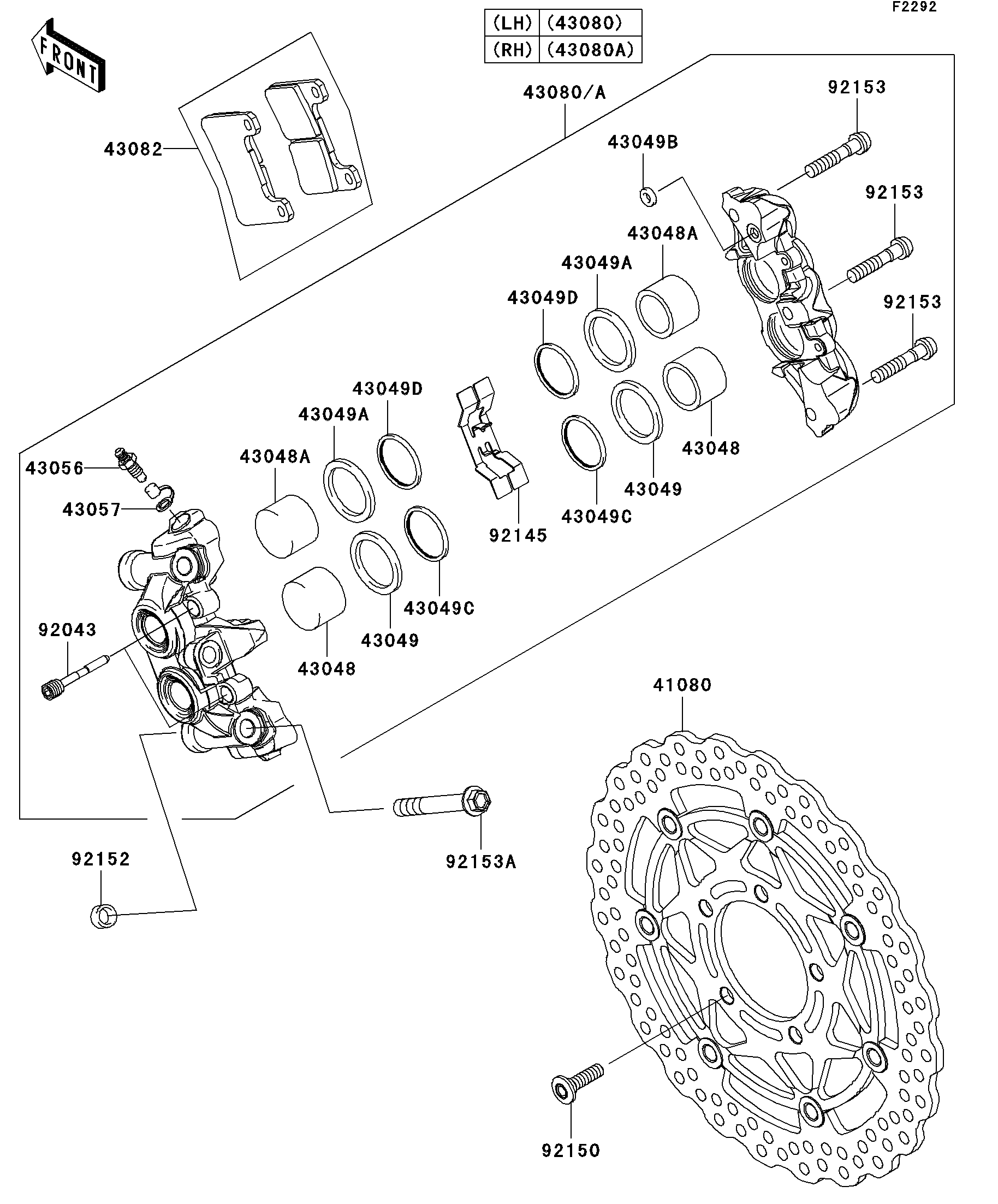 FREIN AVANT POUR NINJA ZX 10R ZX1000E8F NOIR 2008