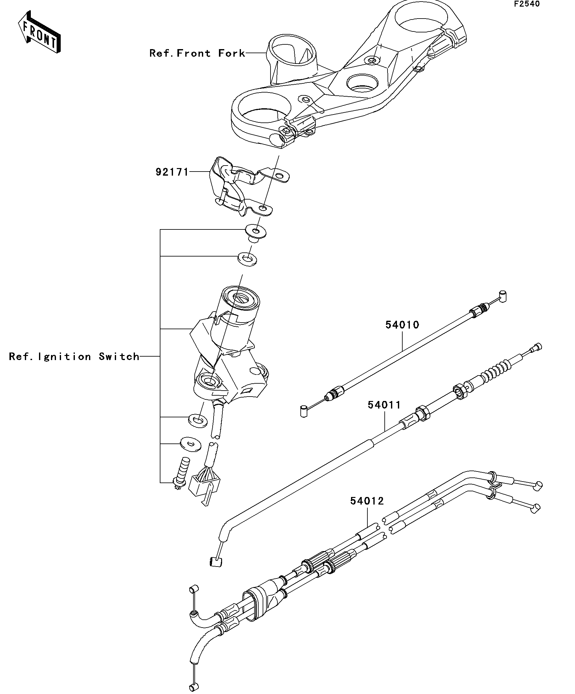 CABLES POUR NINJA ZX 10R ZX1000E8F NOIR 2008
