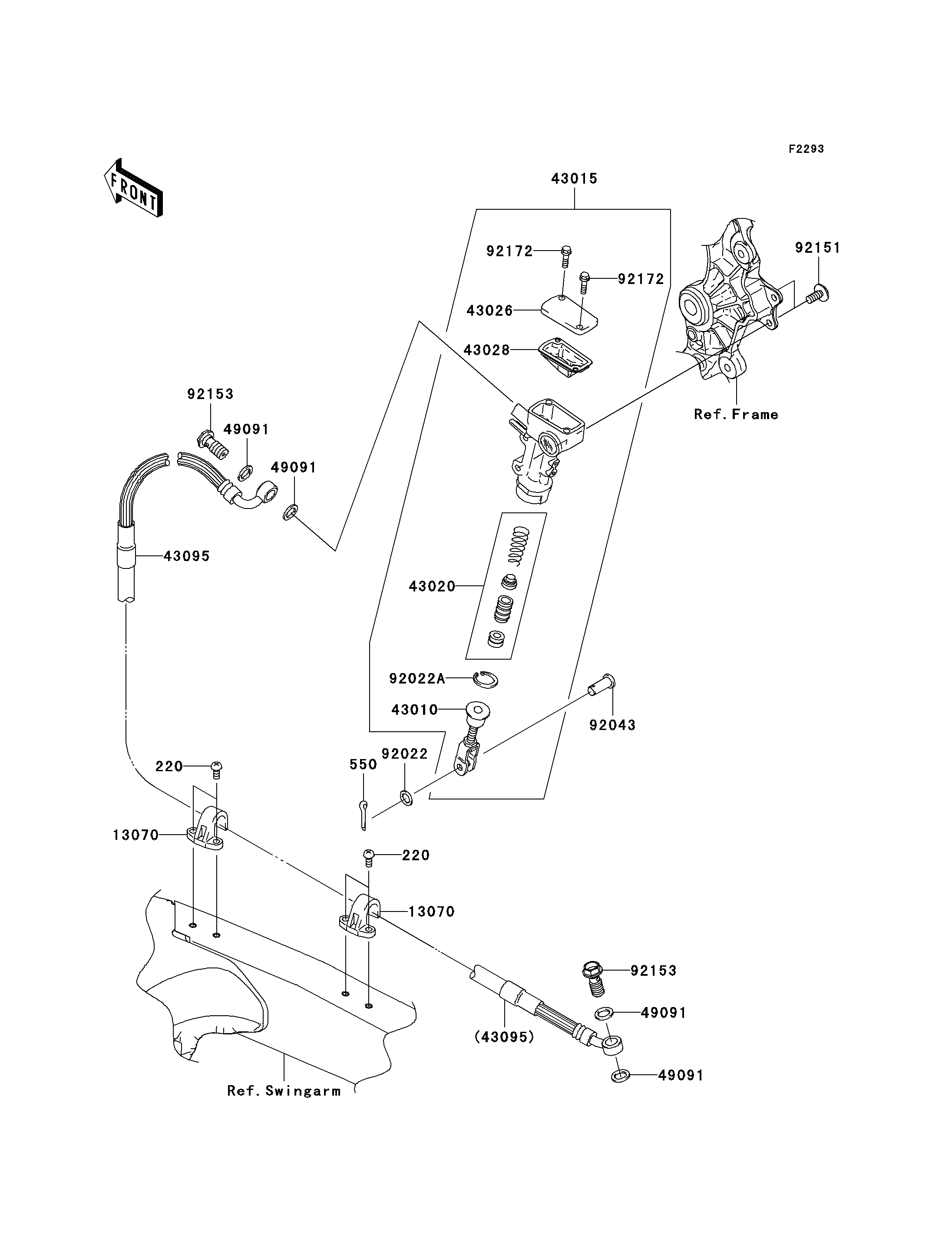 MAITRE CYLINDRE ARRIERE POUR KX250F KX250T6F VERT 2006 EUROPE