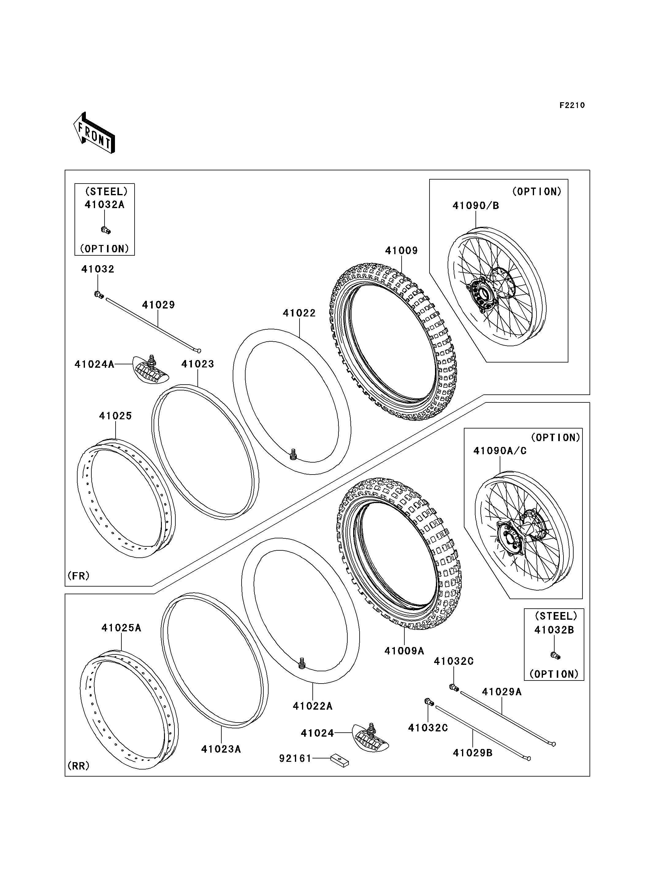 PNEUS POUR KX450F KX450E9F VERT 2009 EUROPE