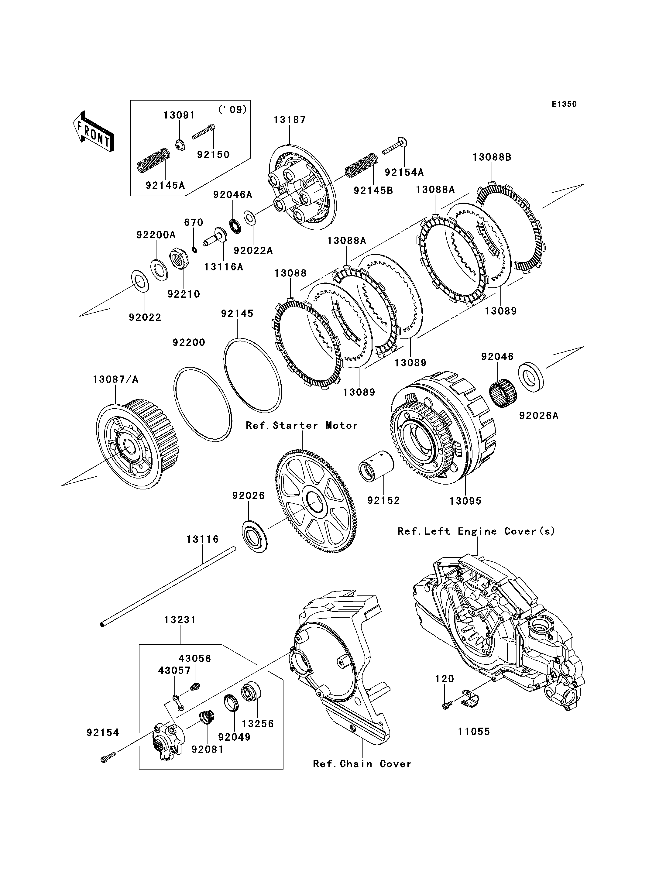 EMBRAYAGE POUR VN1700 VOYAGER ABS VN1700B9F ARGENT 2009