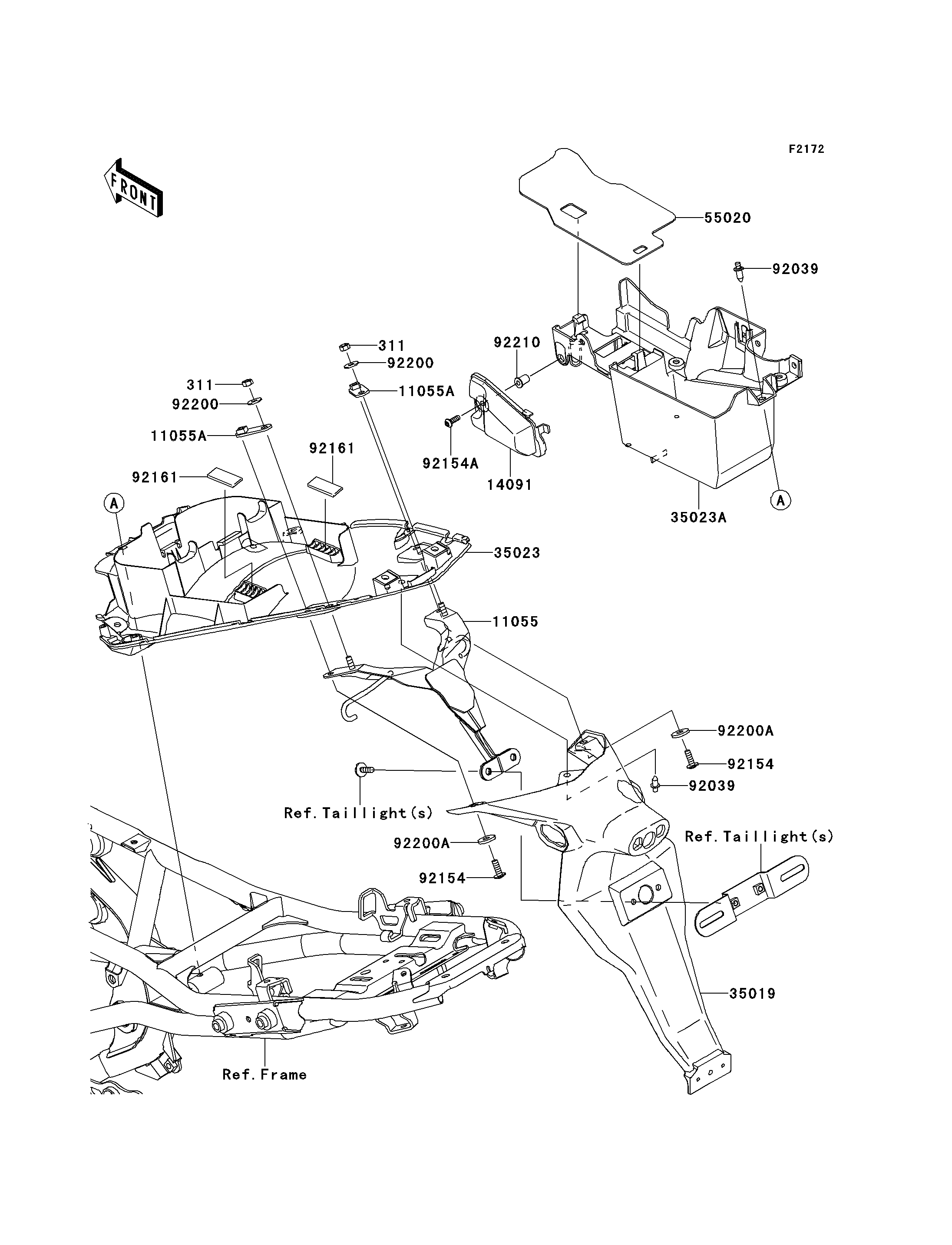 GARDE BOUE ARRIERE POUR ER 6N ABS ER650DBF VERT 2011