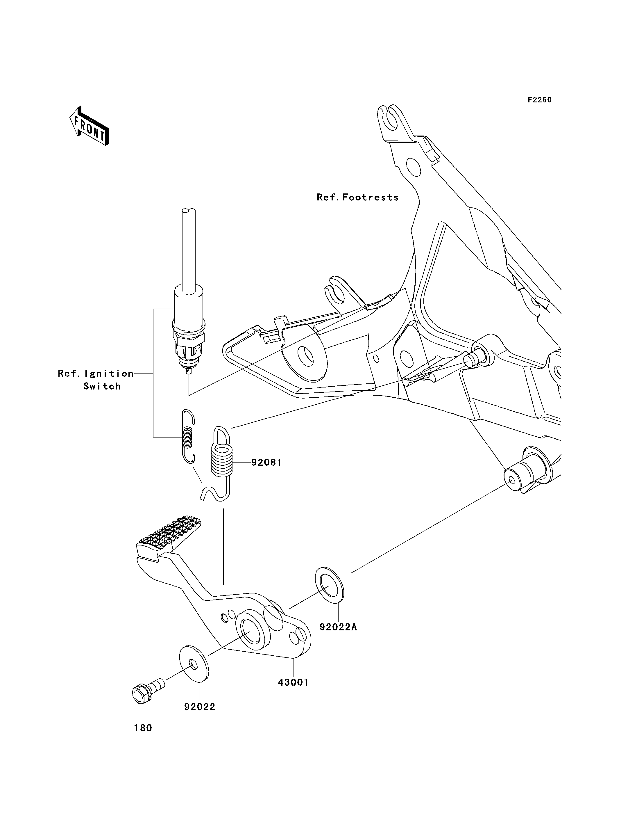 PEDALE DE FREIN POUR ER 6N ABS ER650D9F BLANC 2009