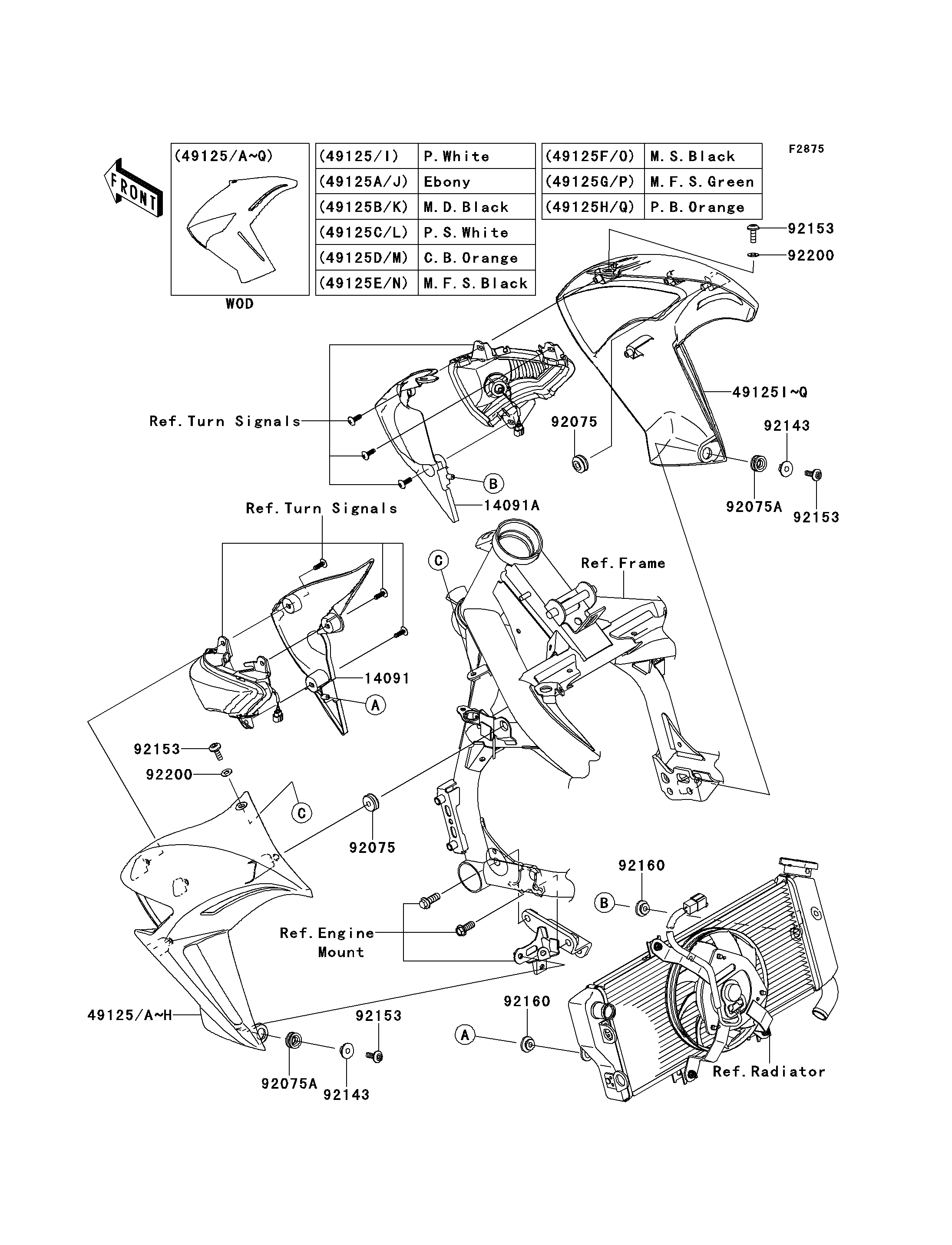 ECOPE POUR ER-6N ABS ER650D9F BLANC 2009