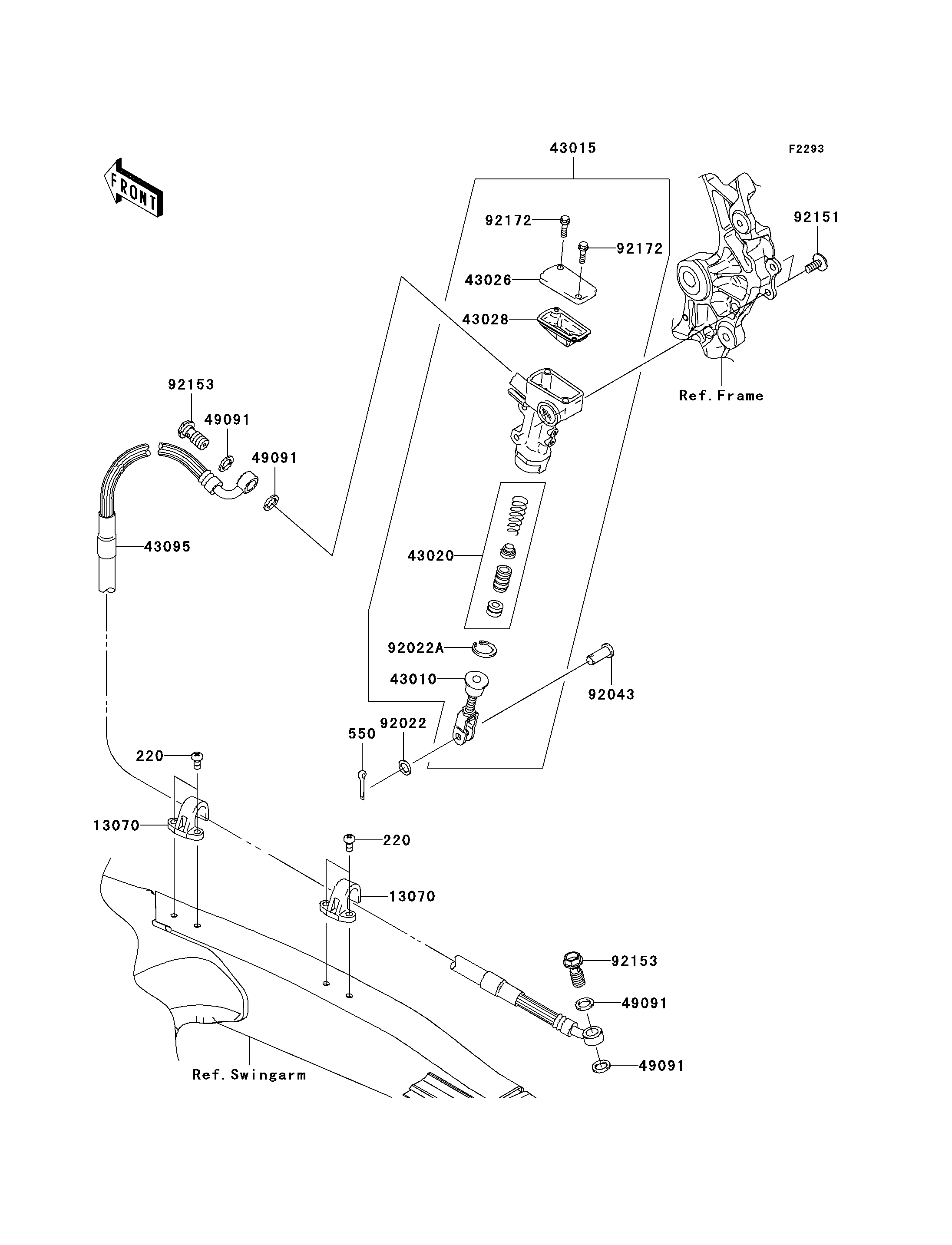 MAITRE CYLINDRE ARRIERE POUR KX450F KX450EAF VERT 2010 EUROPE