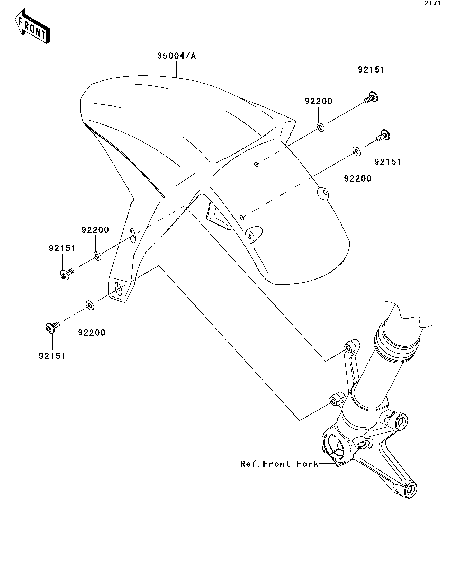 GARDE BOUE AVANT POUR NINJA ZX 10R ZX1000FAF NOIR 2010