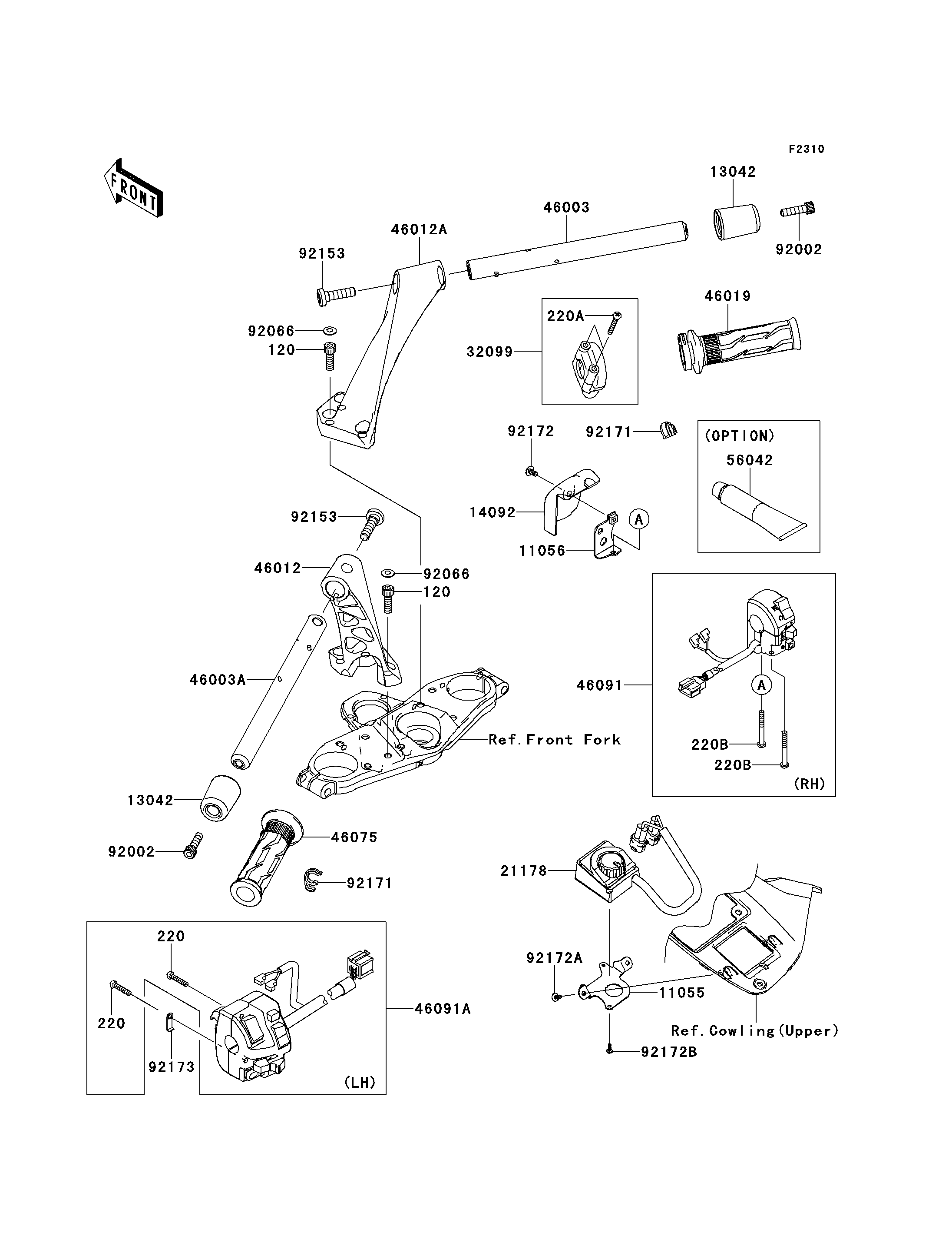 GUIDON POUR 1400GTR ABS ZG1400CAF BLEU 2010