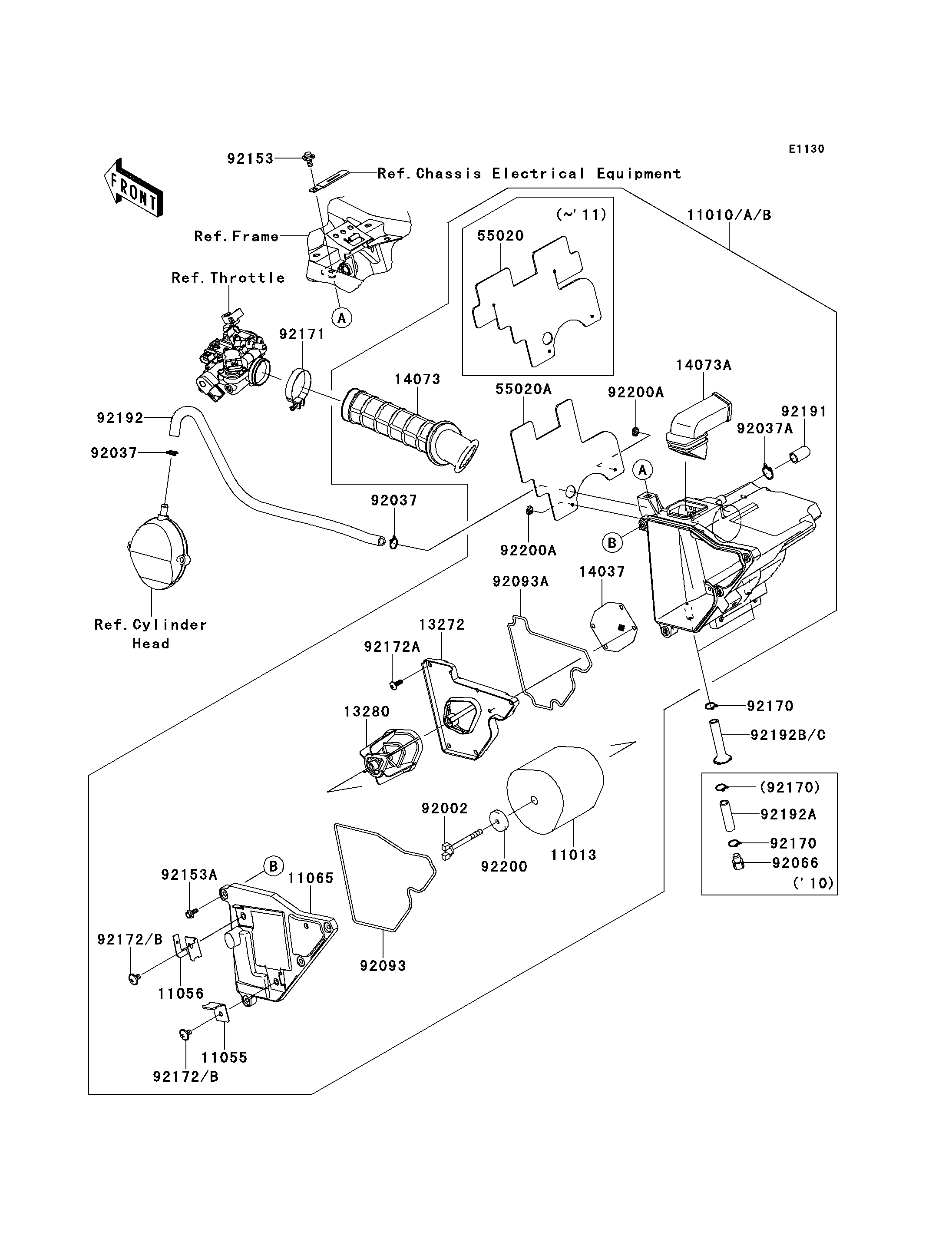 FILTRE A AIR POUR D TRACKER 125 KLX125DAF NOIR 2010