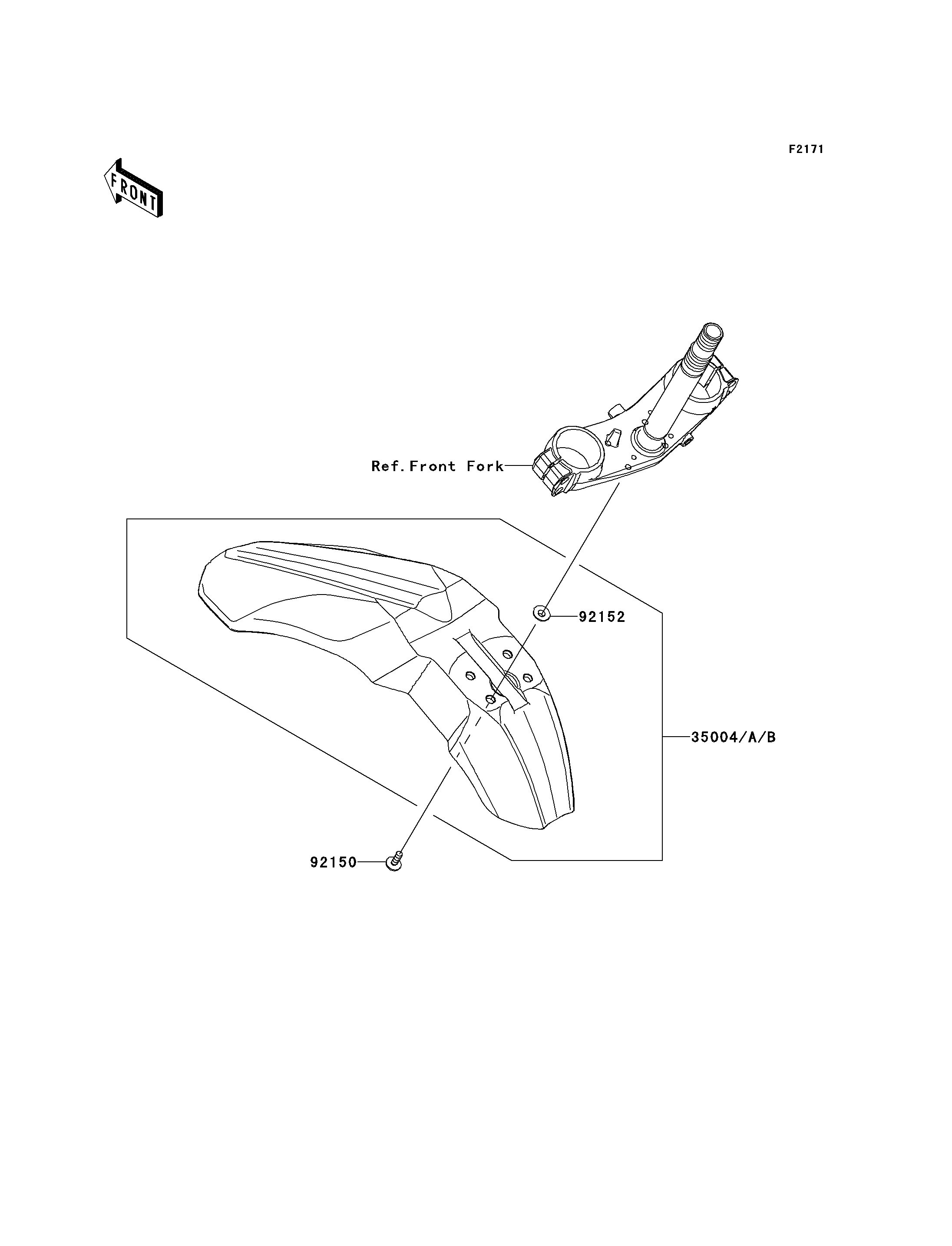 GARDE BOUE AVANT POUR D TRACKER 125 KLX125DAF NOIR 2010