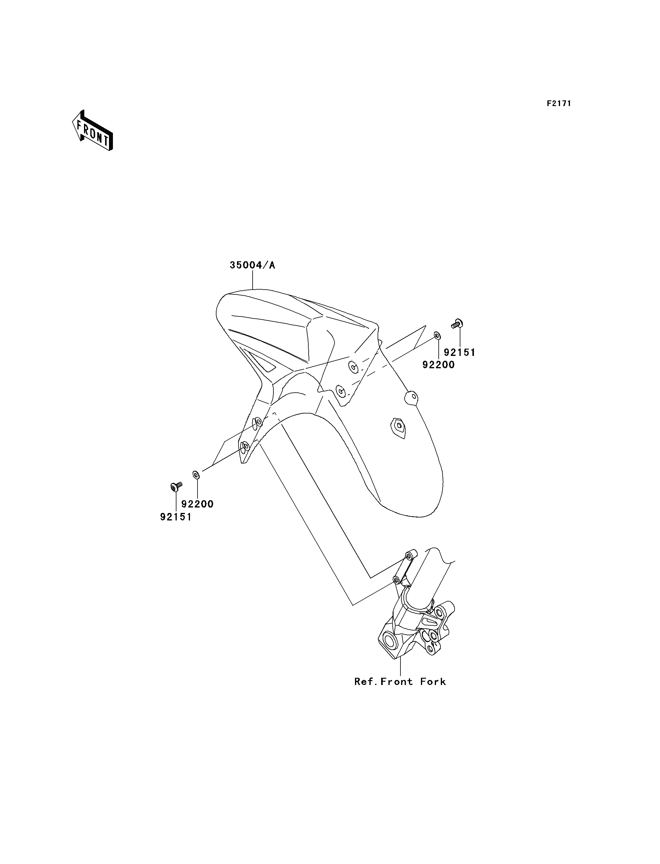 GARDE BOUE AVANT POUR VERSYS ABS KLE650DAF JAUNE 2010