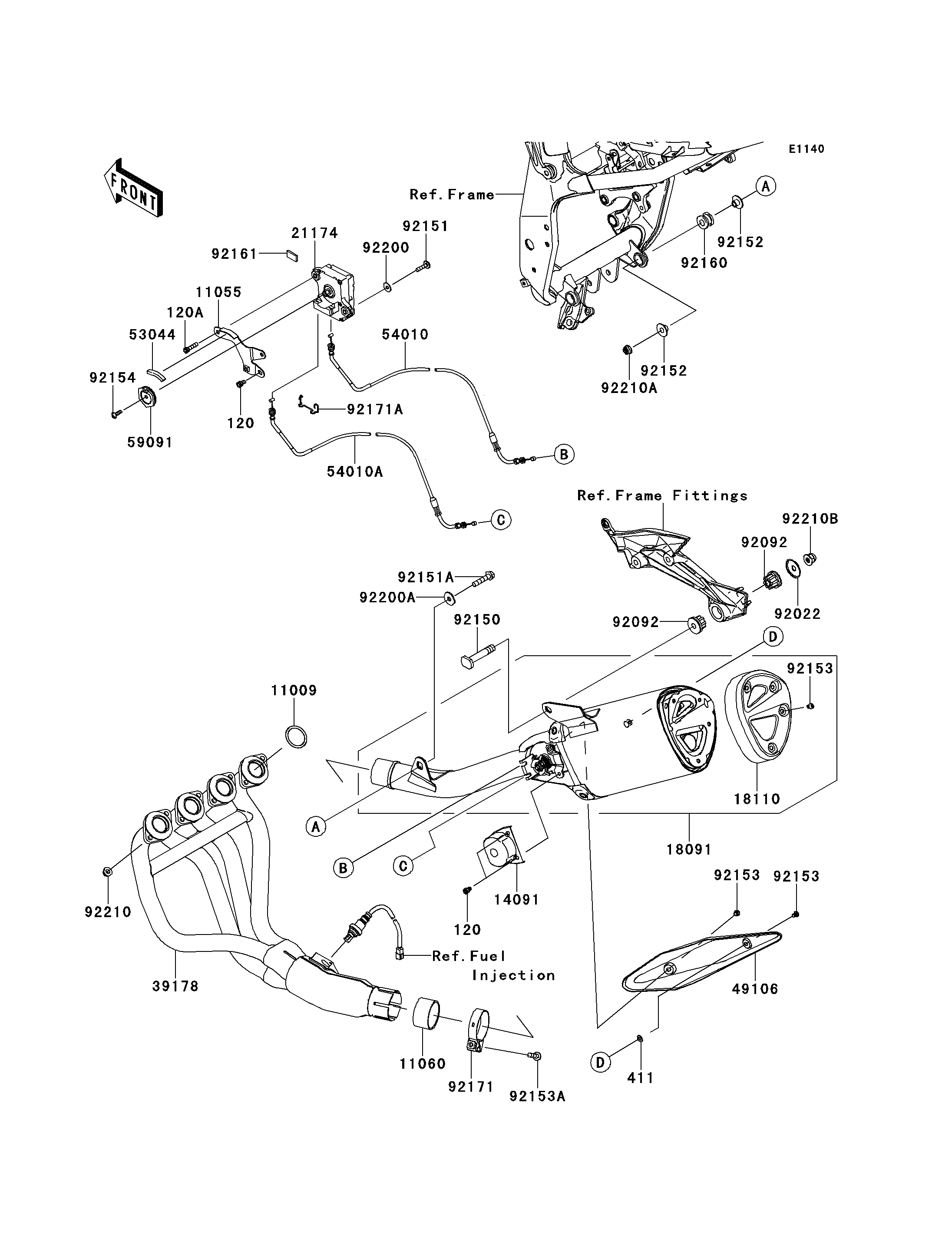 ECHAPPEMENT POUR Z750 ABS ZR750MCF VERT 2012