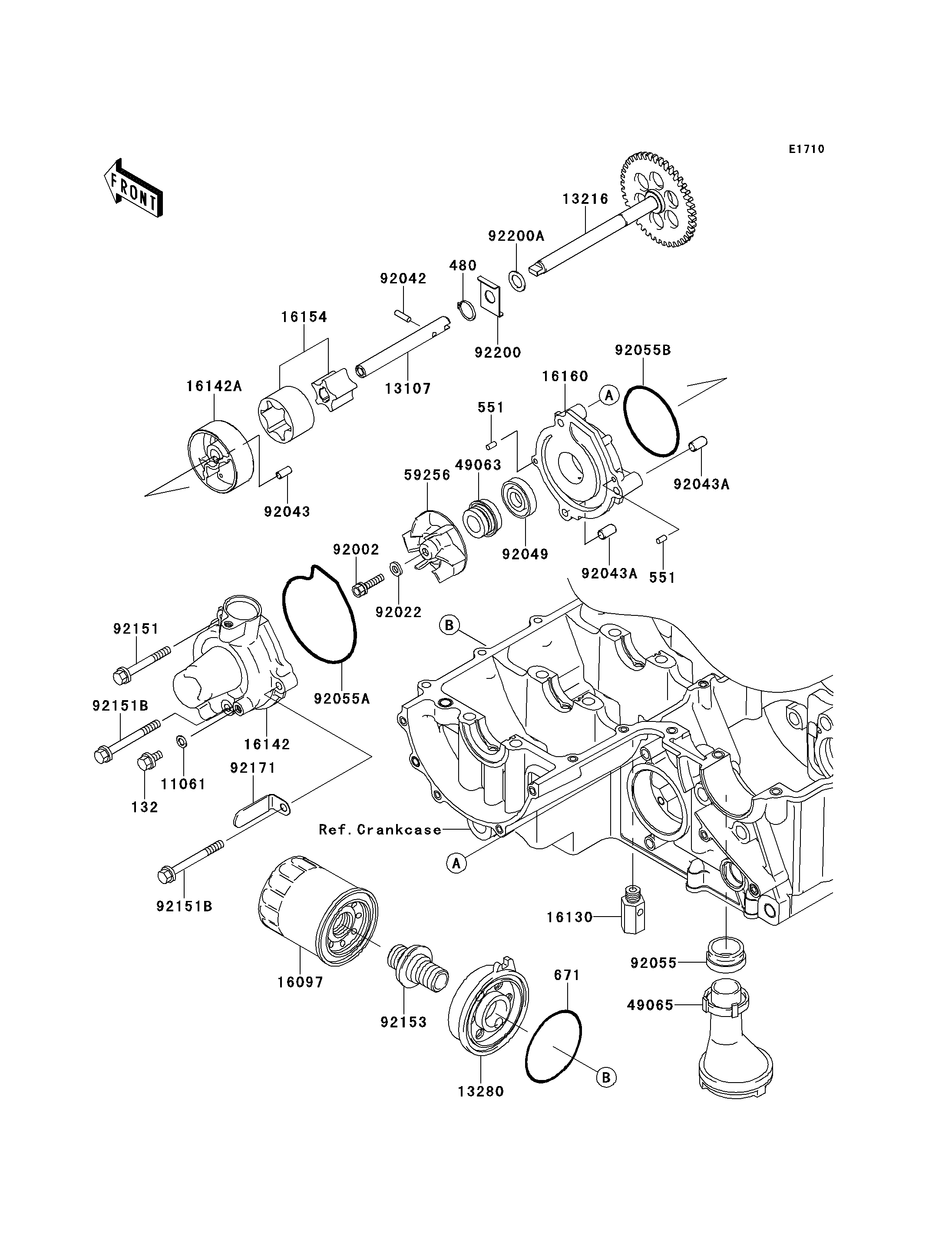 POMPE A HUILE POUR Z750 ABS ZR750MBF BLANC 2011