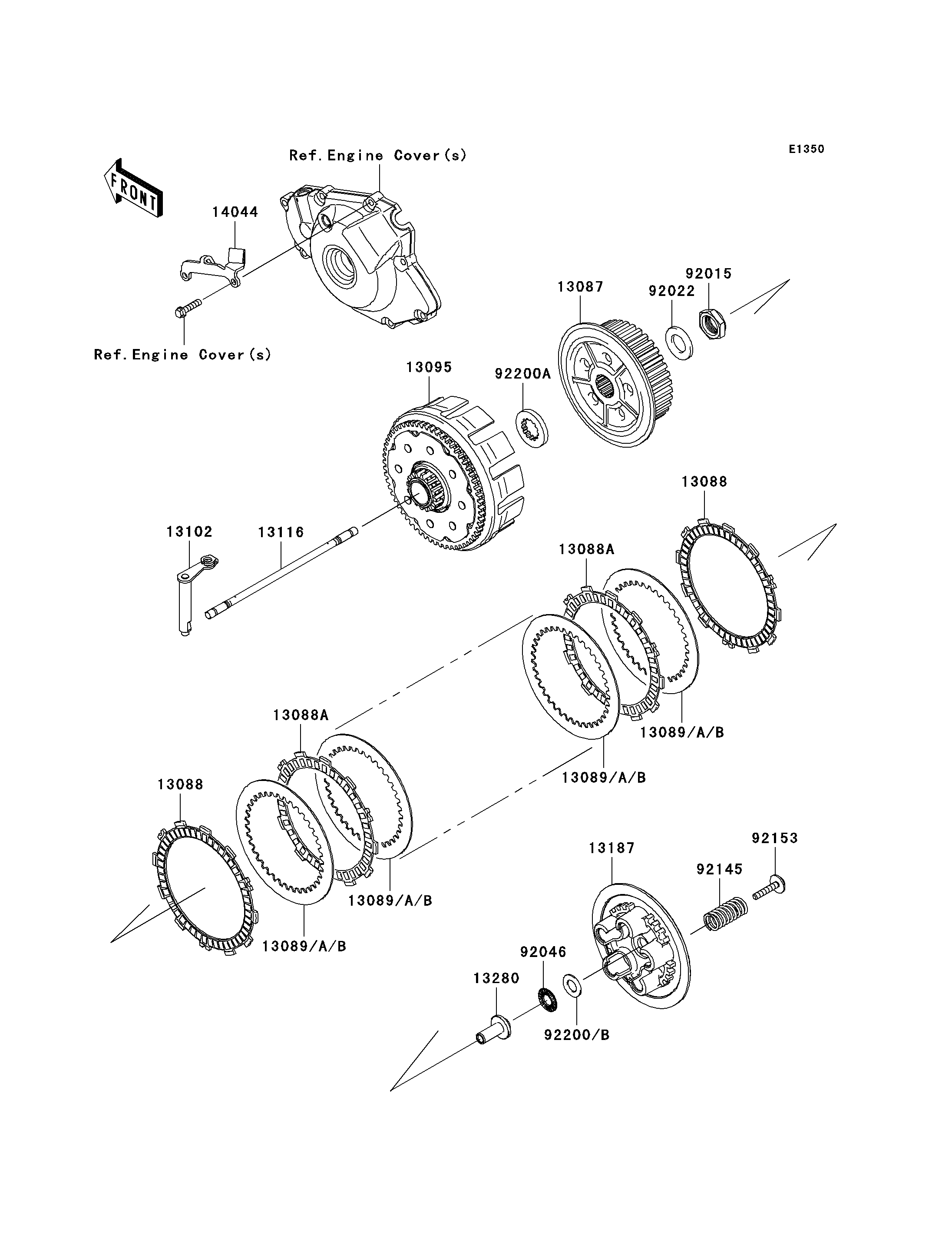 EMBRAYAGE POUR KX450F KX450EAF VERT 2010 EUROPE