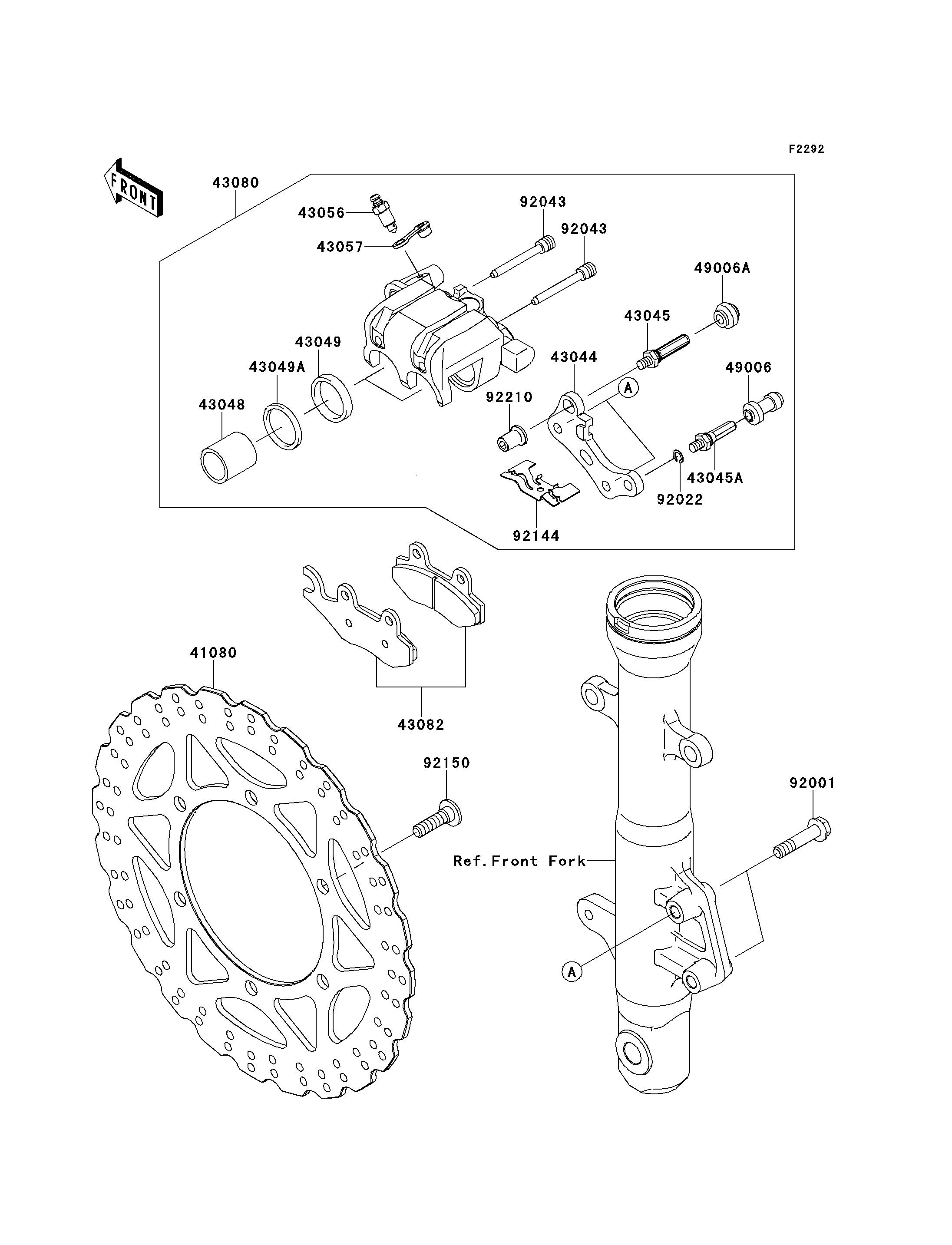 FREIN AVANT POUR NINJA 250R EX250KBF BLANC 2011