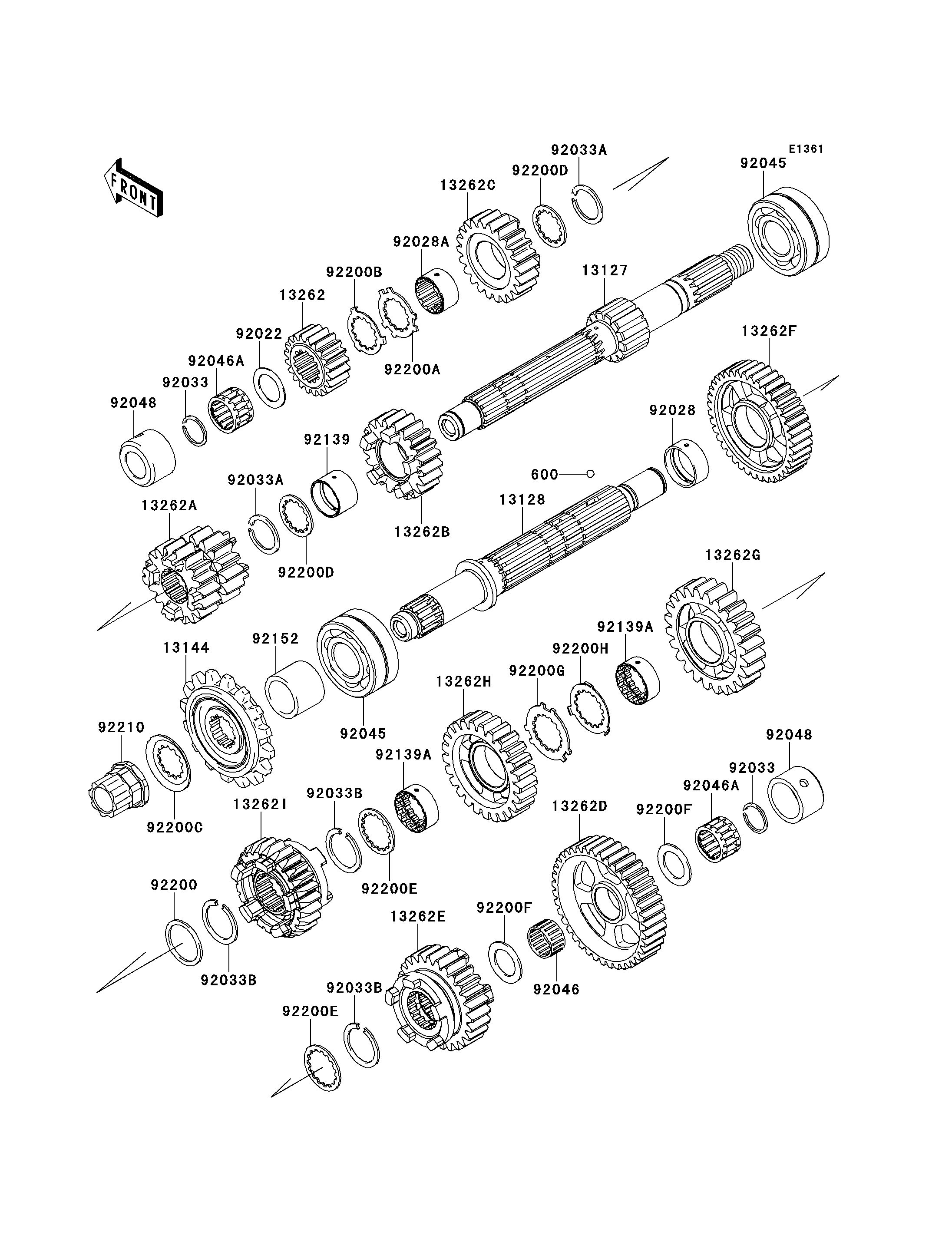 TRANSMISSION POUR Z1000SX ABS ZX1000HCF VERT 2012