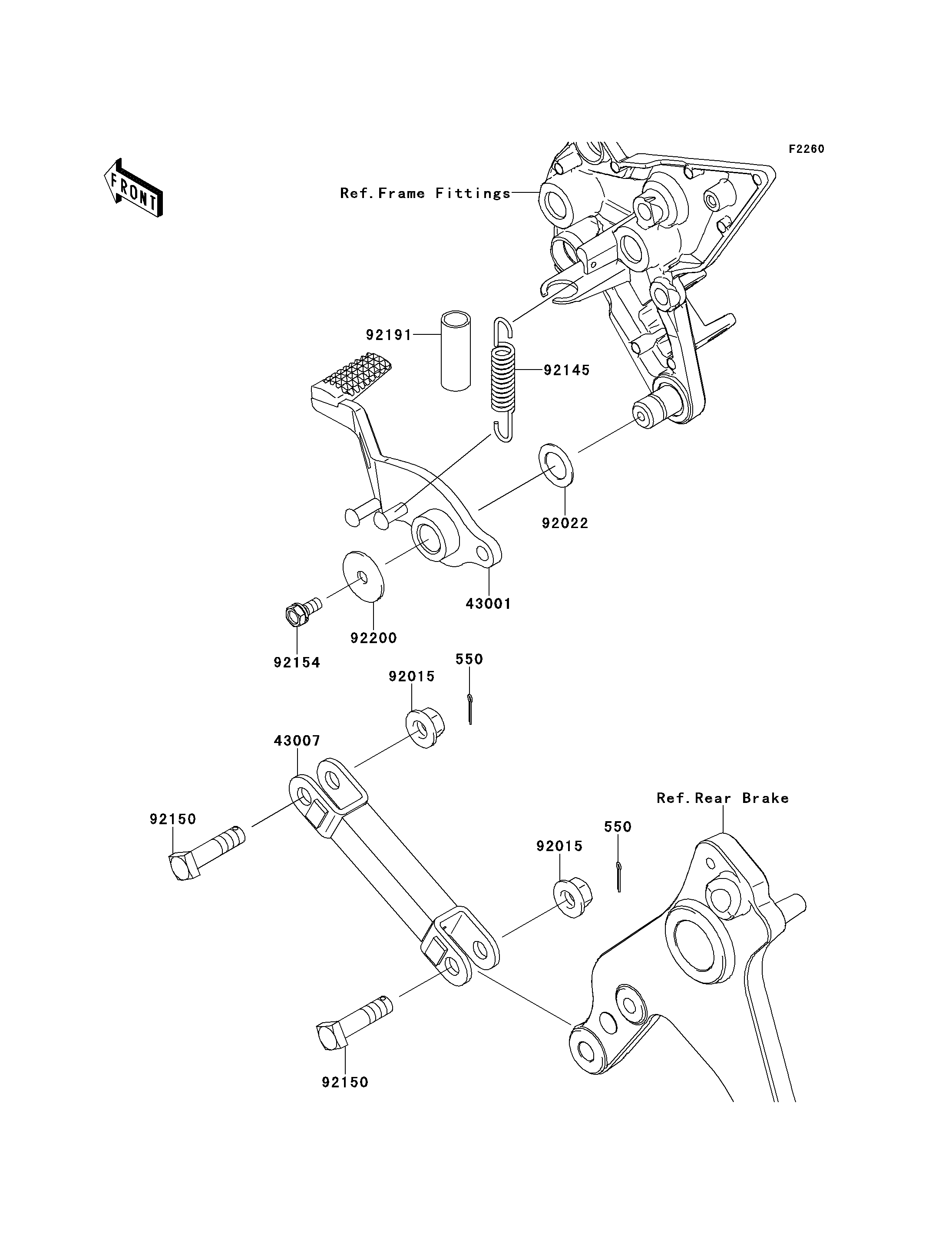 PEDALE DE FREIN POUR Z1000 ABS ZR1000EAF BLANC 2010