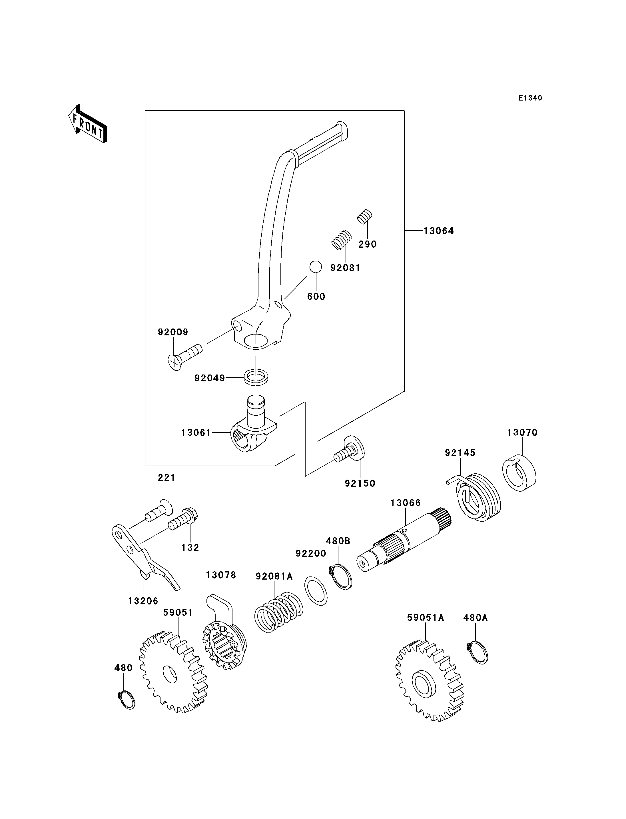MECANISME DE KICK POUR KX85 L KX85DNSNN VERT 2022 EUROPE