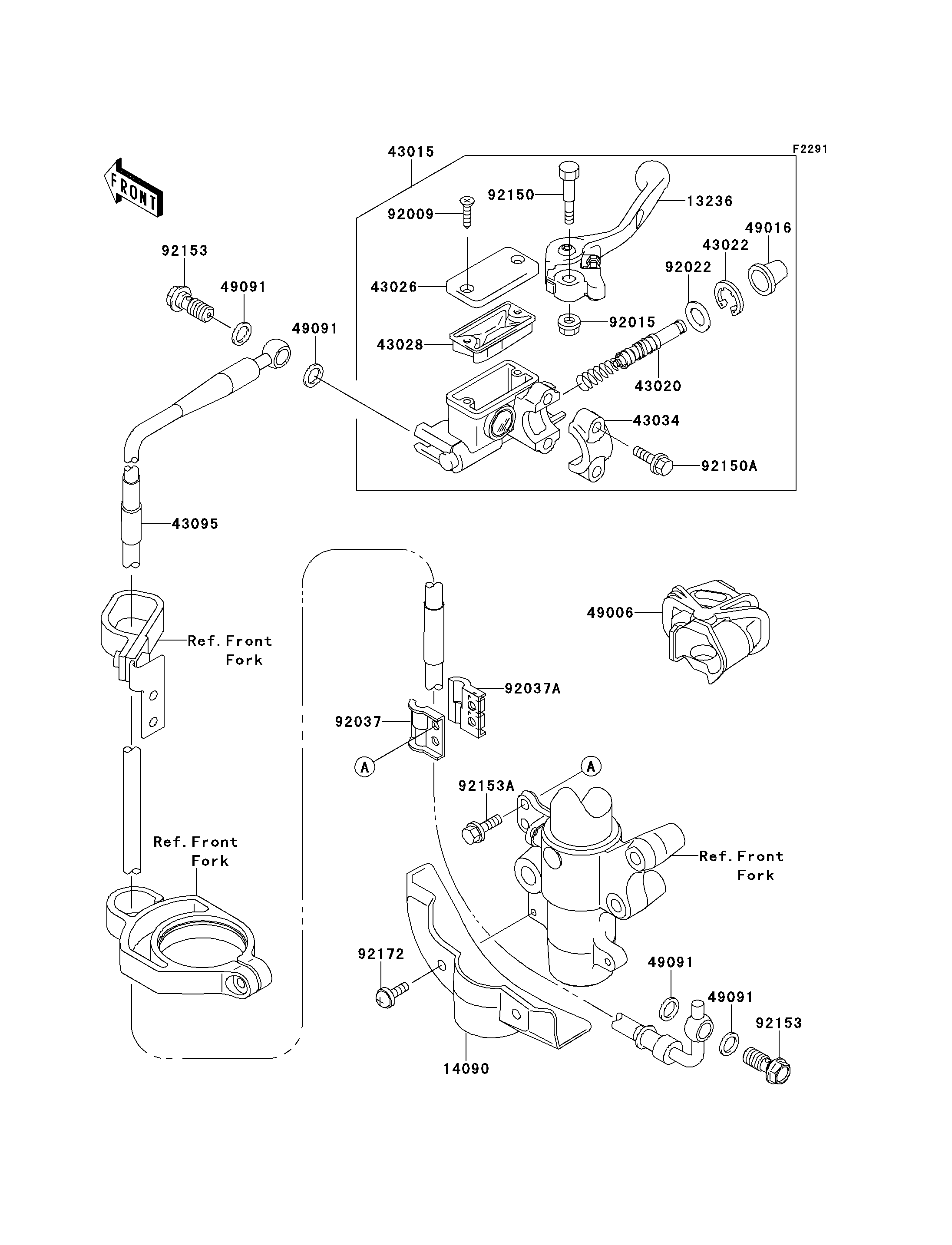 MAITRE CYLINDRE AV POUR KX85 KX85 II KX85ACF VERT 2012 EUROPE
