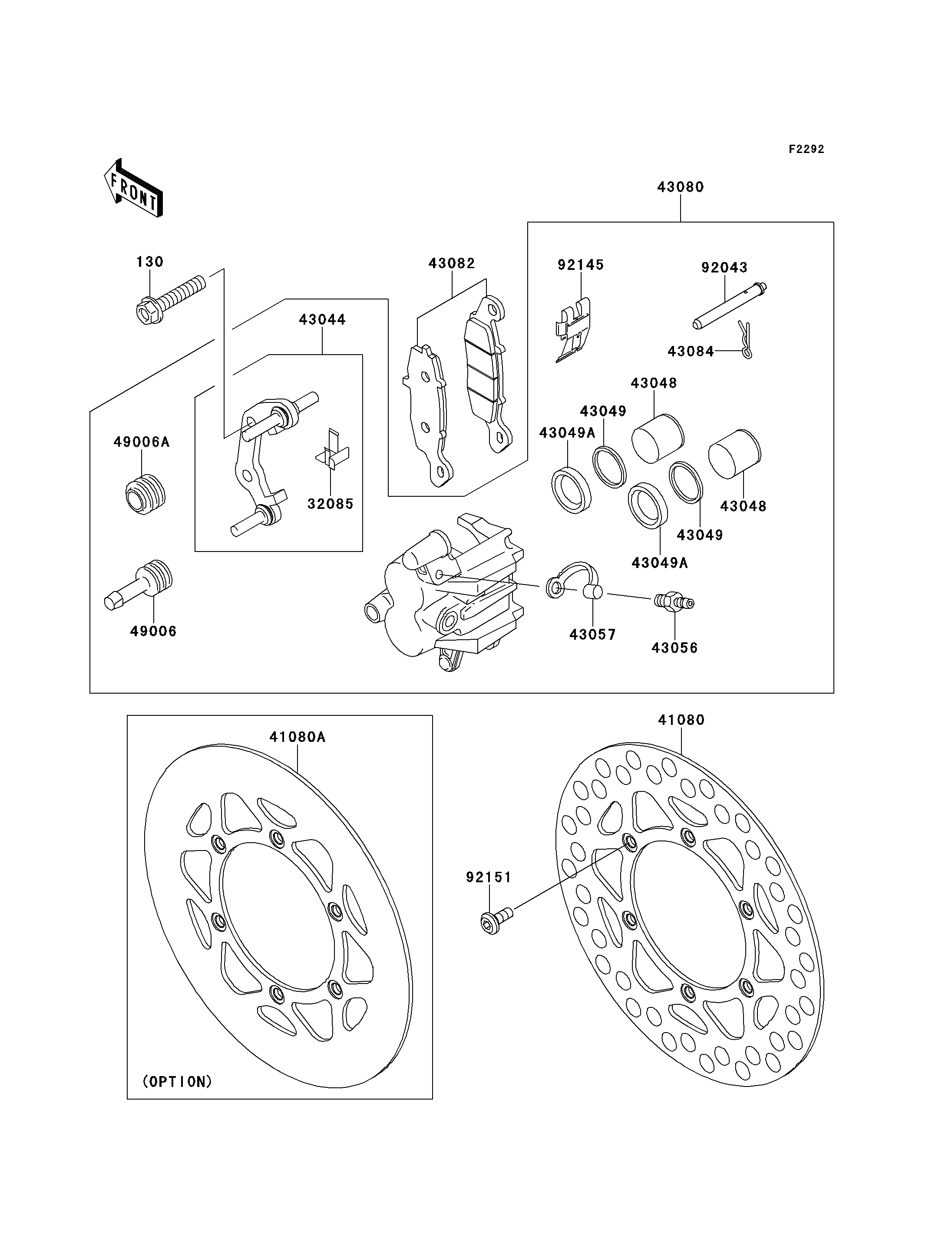 FREIN AVANT POUR KX85 KX85 II KX85ACF VERT 2012 EUROPE