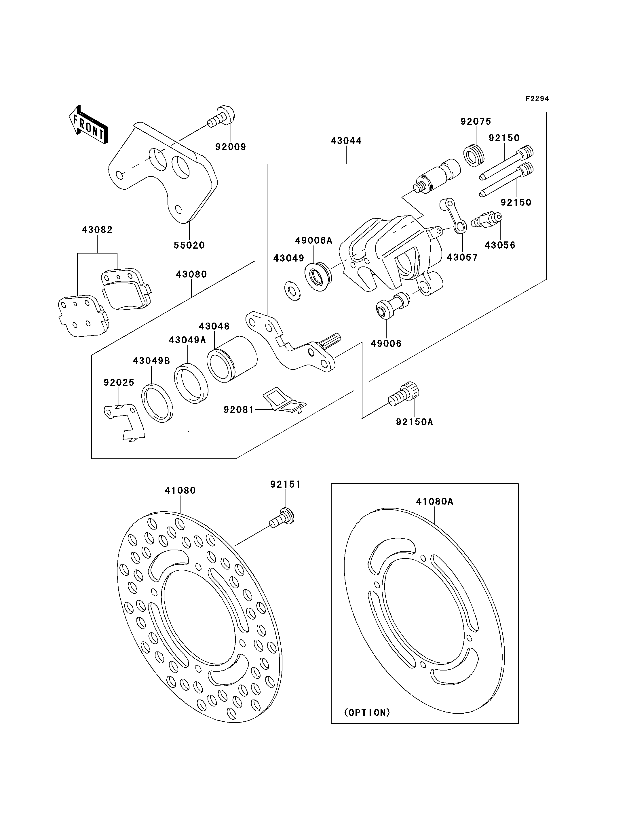 FREIN ARRIERE POUR KX85 KX85 II KX85AAF VERT 2010 EUROPE