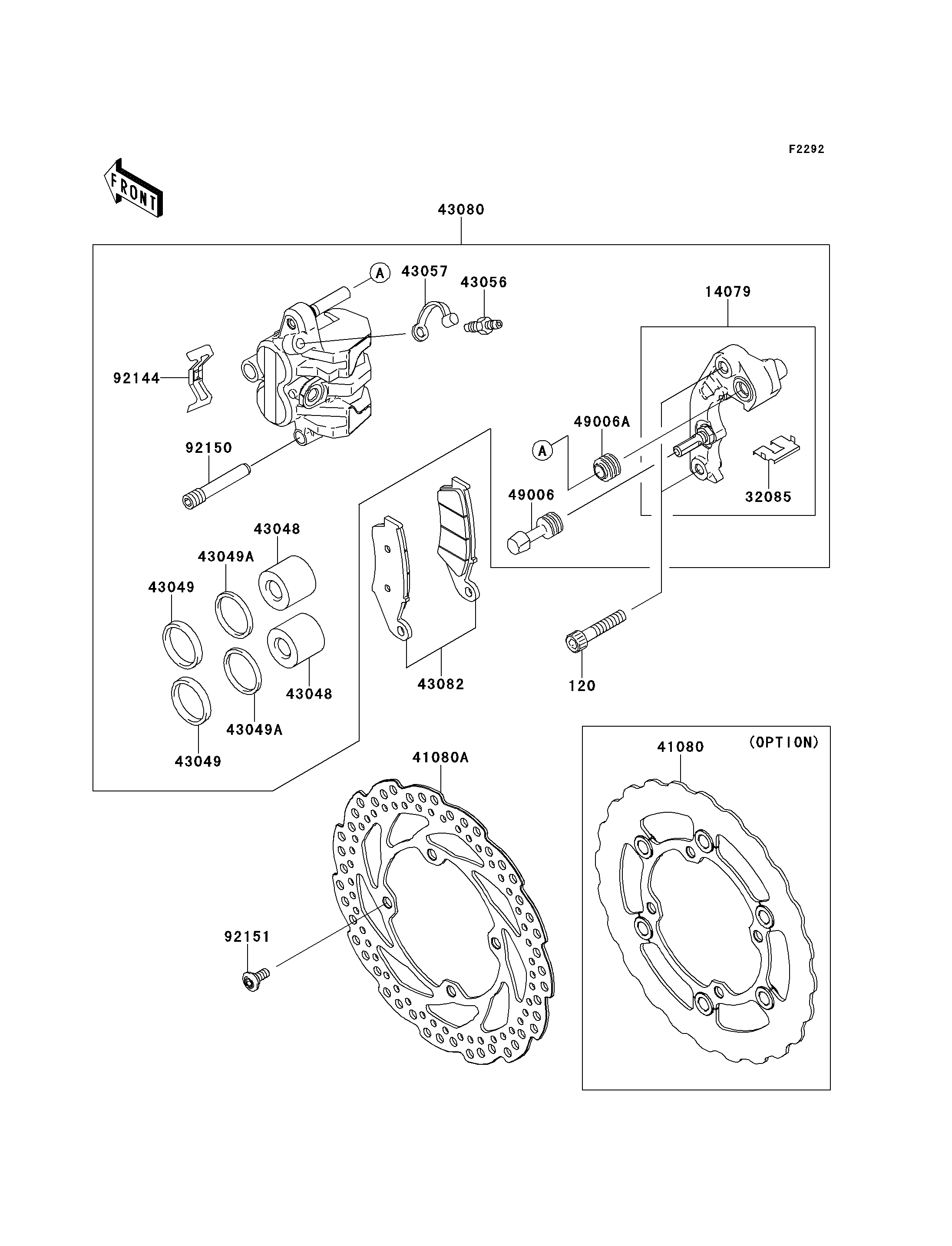 FREIN AVANT POUR KX450F KX450FCF VERT 2012 EUROPE