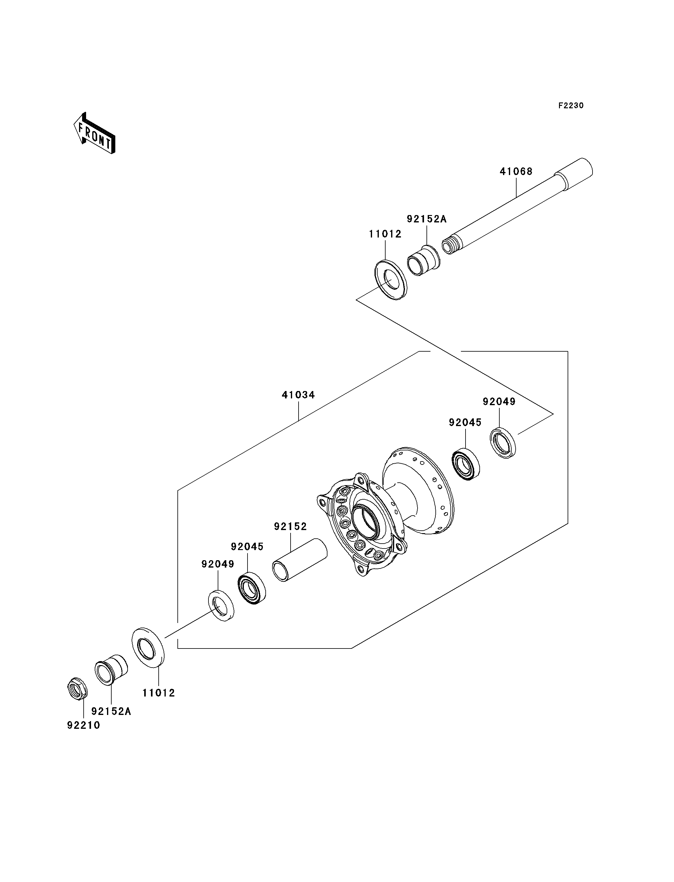 MOYEU AVANT POUR KX250F KX250T6F VERT 2006 EUROPE