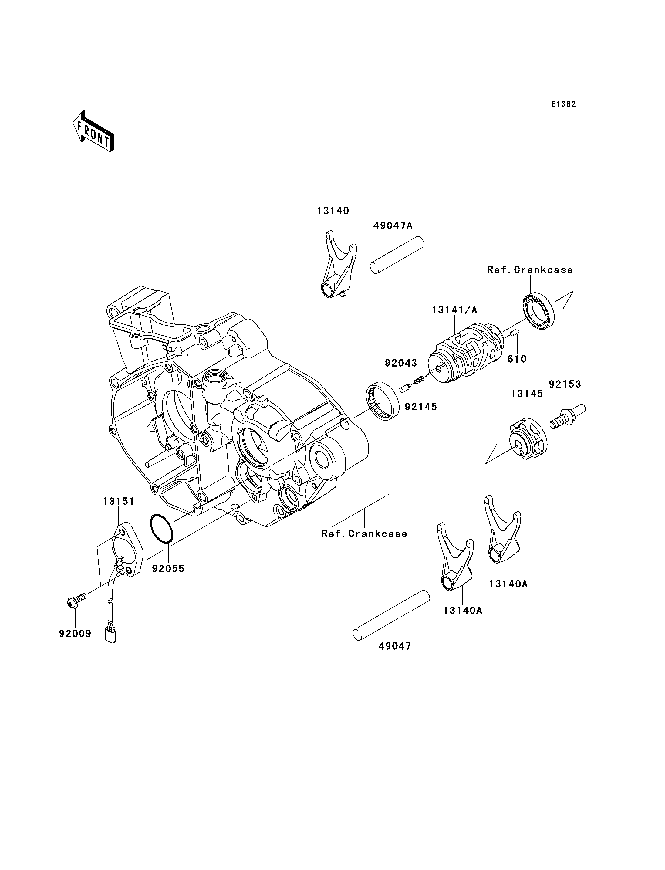 FOURCHETTEBARRILLET DE SELECTION POUR KX250F KX250ZDF VERT 2013 EUROPE