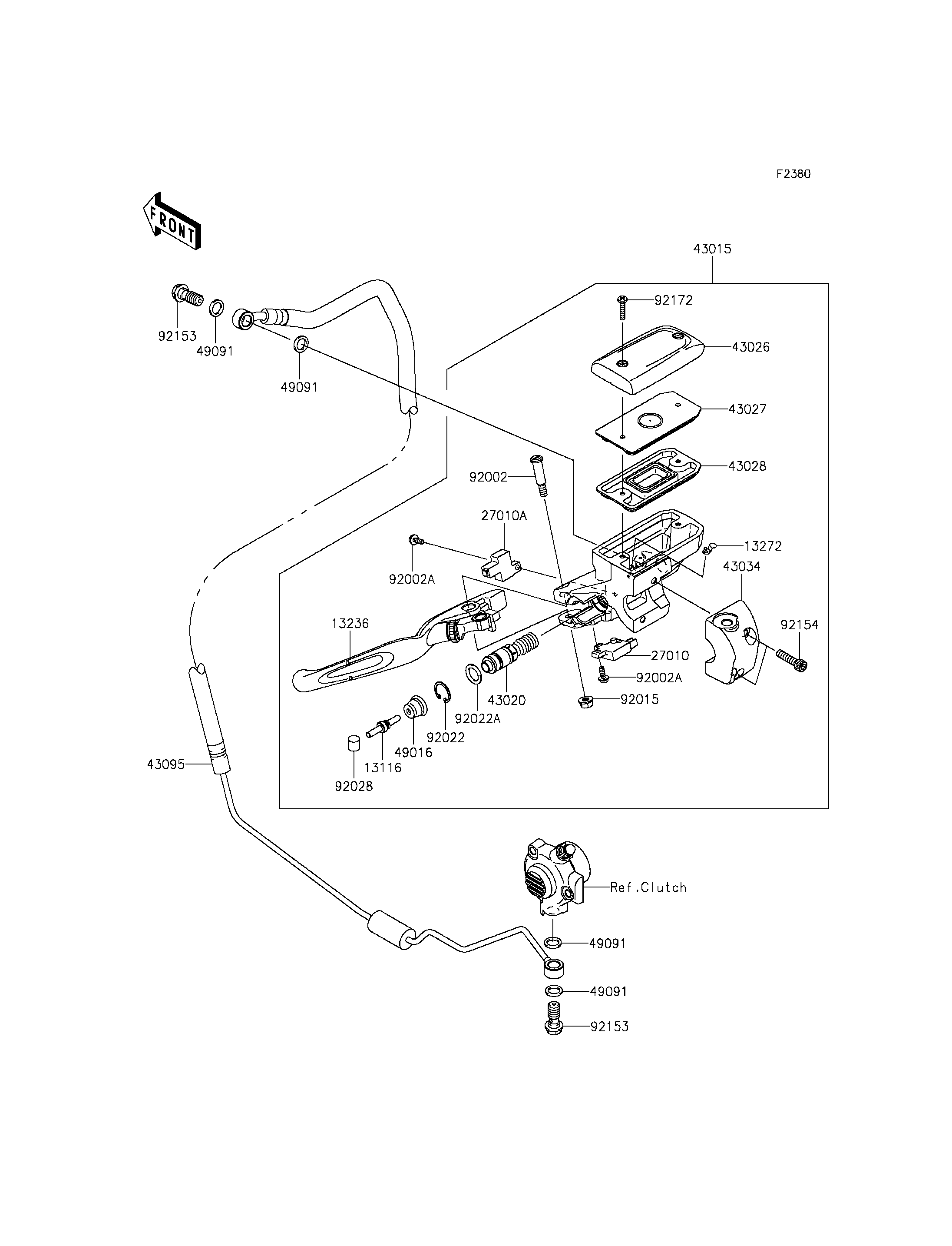 EMBRAYAGE MAITRE CYLINDRE POUR VN1700 VOYAGER ABS VN1700B9F ARGENT 2009