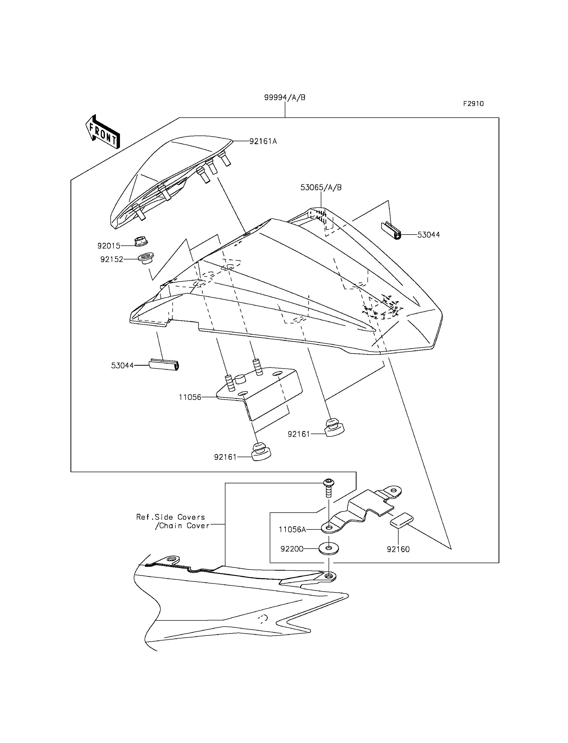 ACCESSOIRE COUVRE SELLE POUR NINJA 300 ABS EX300BDF NOIR 2013