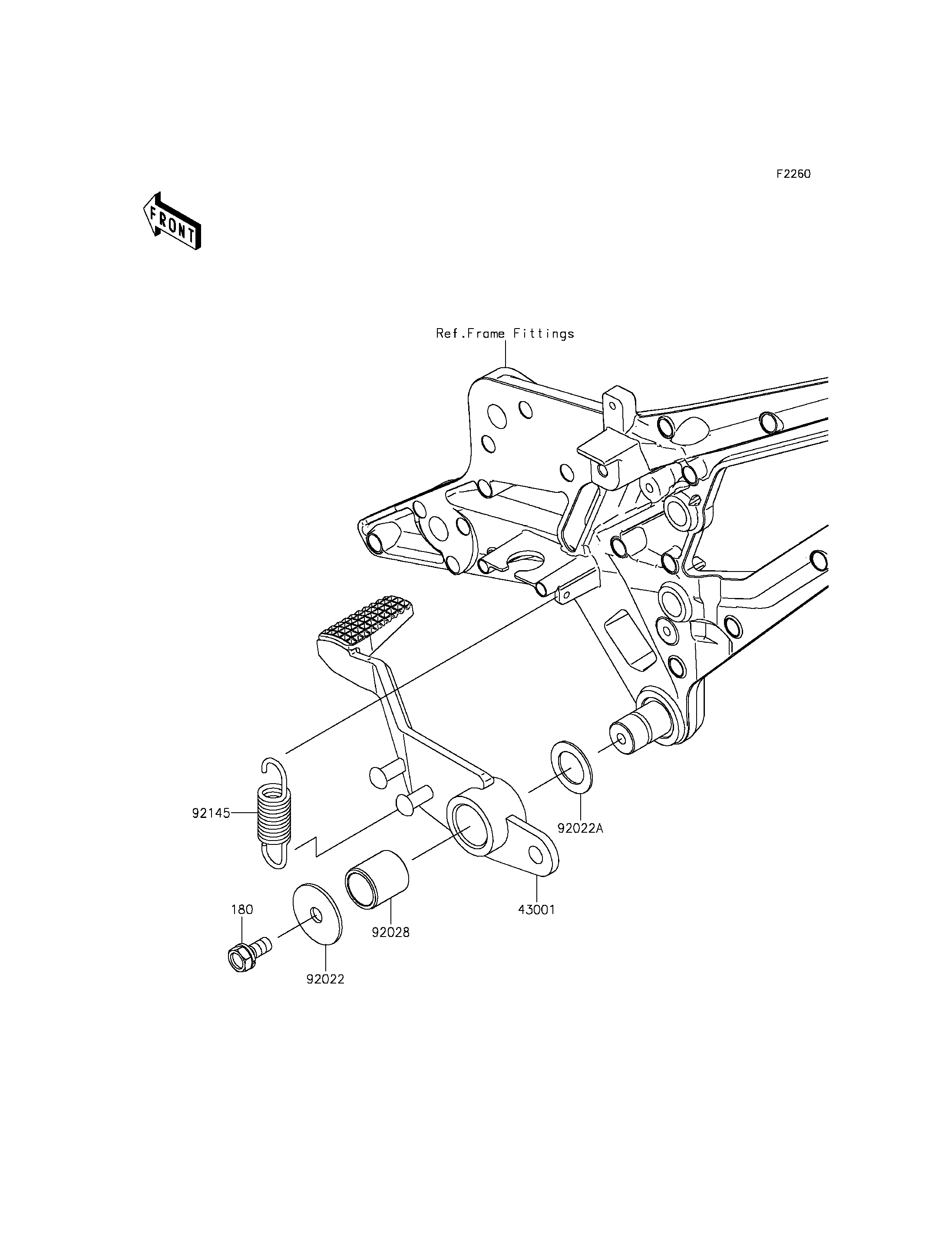 PEDALE DE FREIN POUR Z800 ABS ZR800DGF BLANC 2016