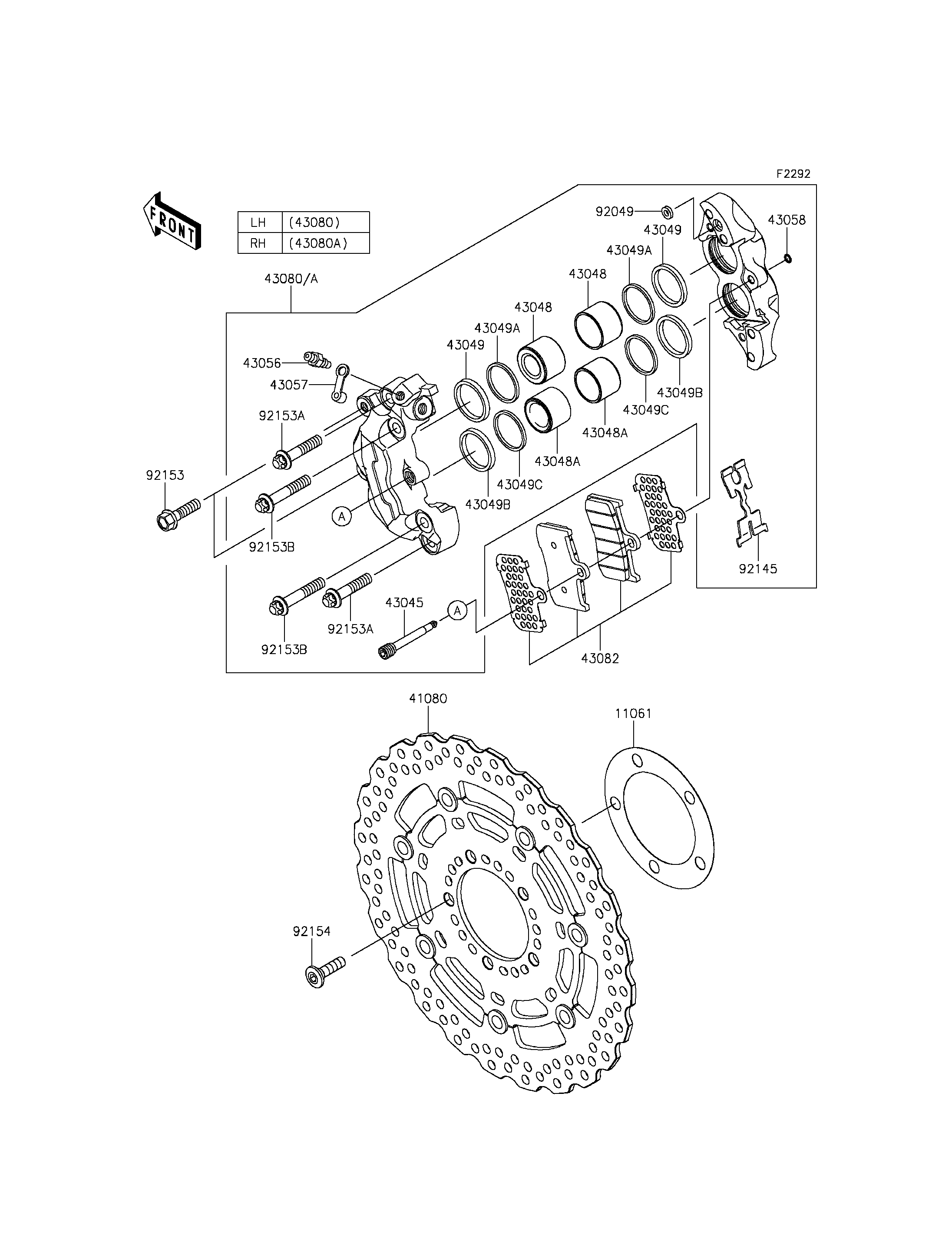 FREIN AVANT POUR Z800 ZR800ADS BLANC 2013