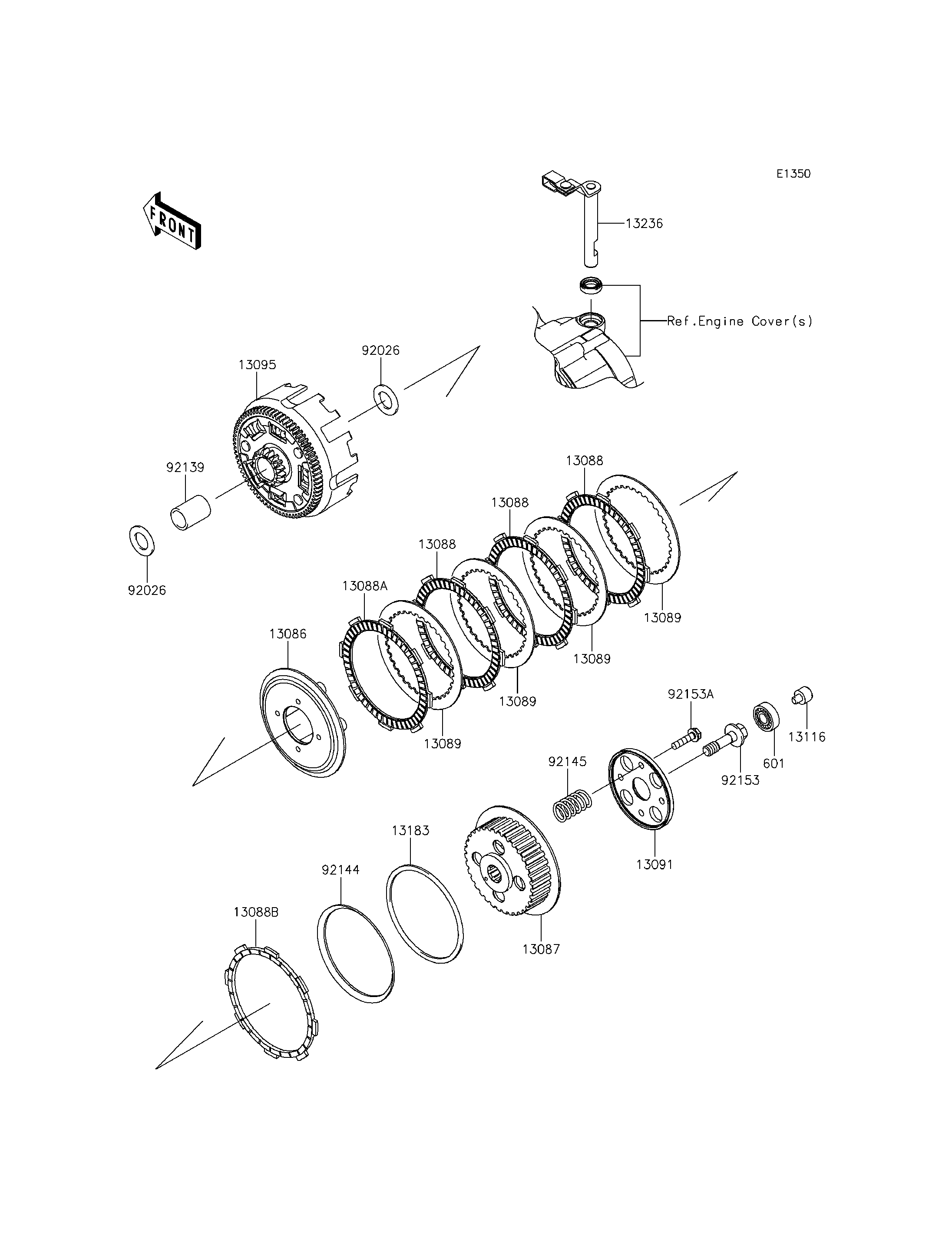 EMBRAYAGE POUR D TRACKER 125 KLX125DAF NOIR 2010